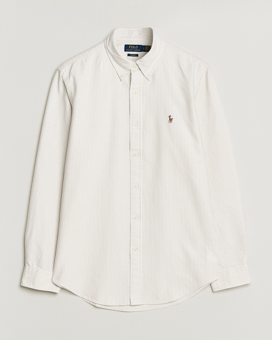 Men | Shirts | Polo Ralph Lauren | Custom Fit Micro Striped Oxford Shirt Beige