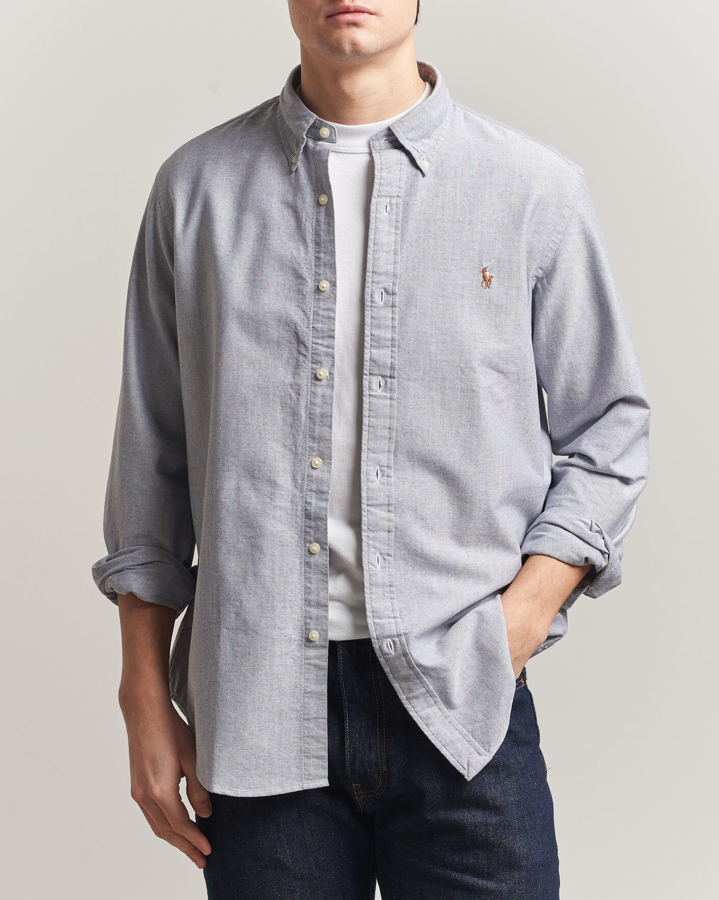 Men | Shirts | Polo Ralph Lauren | Custom Fit Oxford Shirt Navy