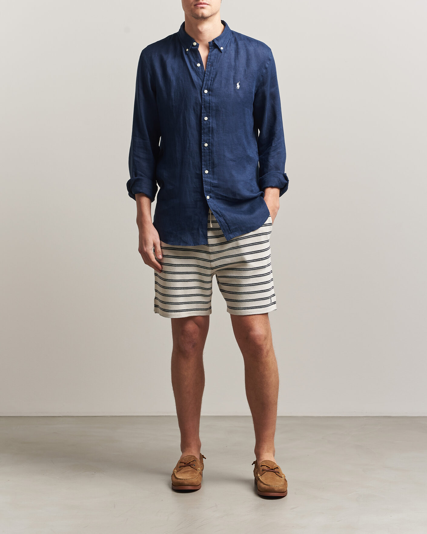 Men | Shorts | Polo Ralph Lauren | Knitted Shorts Pale Cream/Newport Navy
