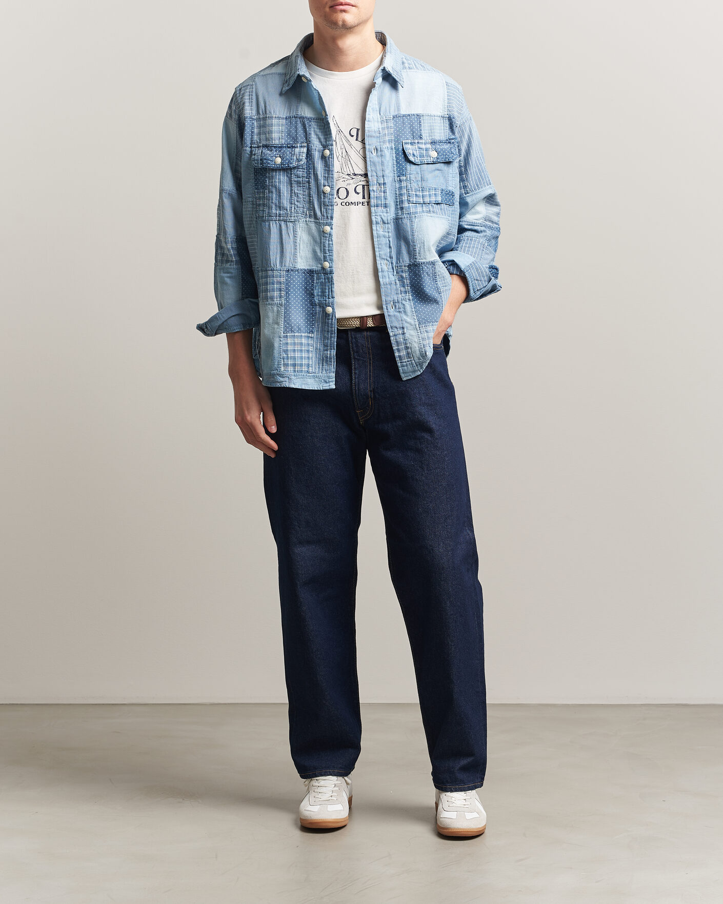 Men | Shirts | Polo Ralph Lauren | Indigo Patchwork Shirt Blue