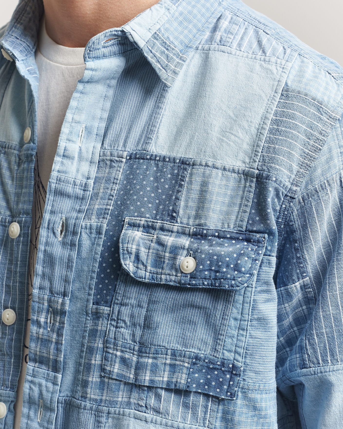 Men | Shirts | Polo Ralph Lauren | Indigo Patchwork Shirt Blue