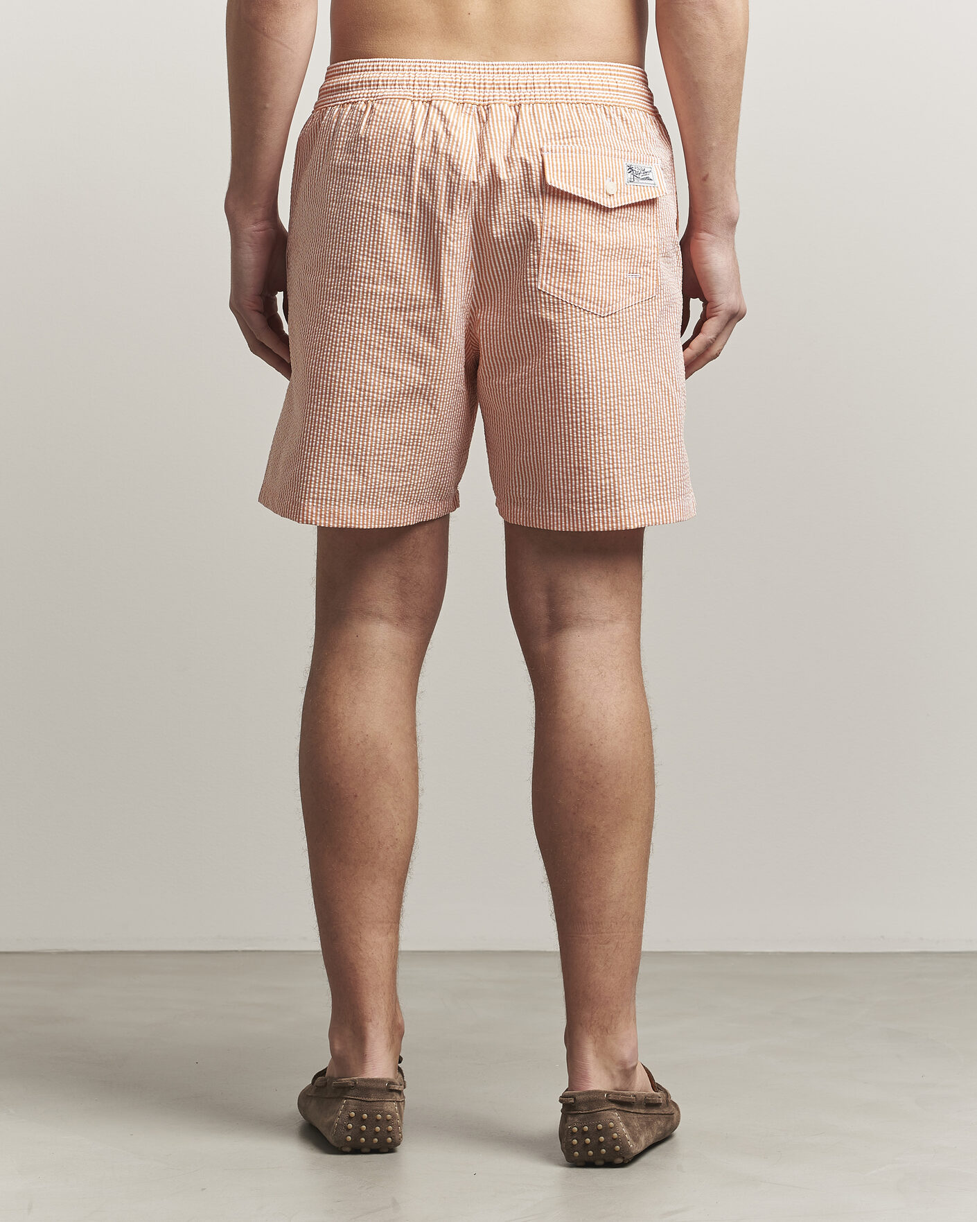 Men | Swimwear | Polo Ralph Lauren | Traveler Mid Trunk Seersucker Peach