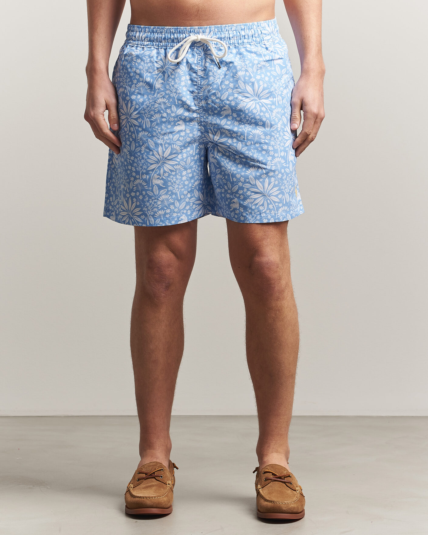 Men | Swimwear | Polo Ralph Lauren | Traveler Print Mid Trunk Blue