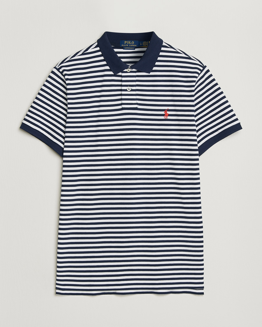 Men | Polo Shirts | Polo Ralph Lauren | Custom Slim Fit Striped Polo Navy/White