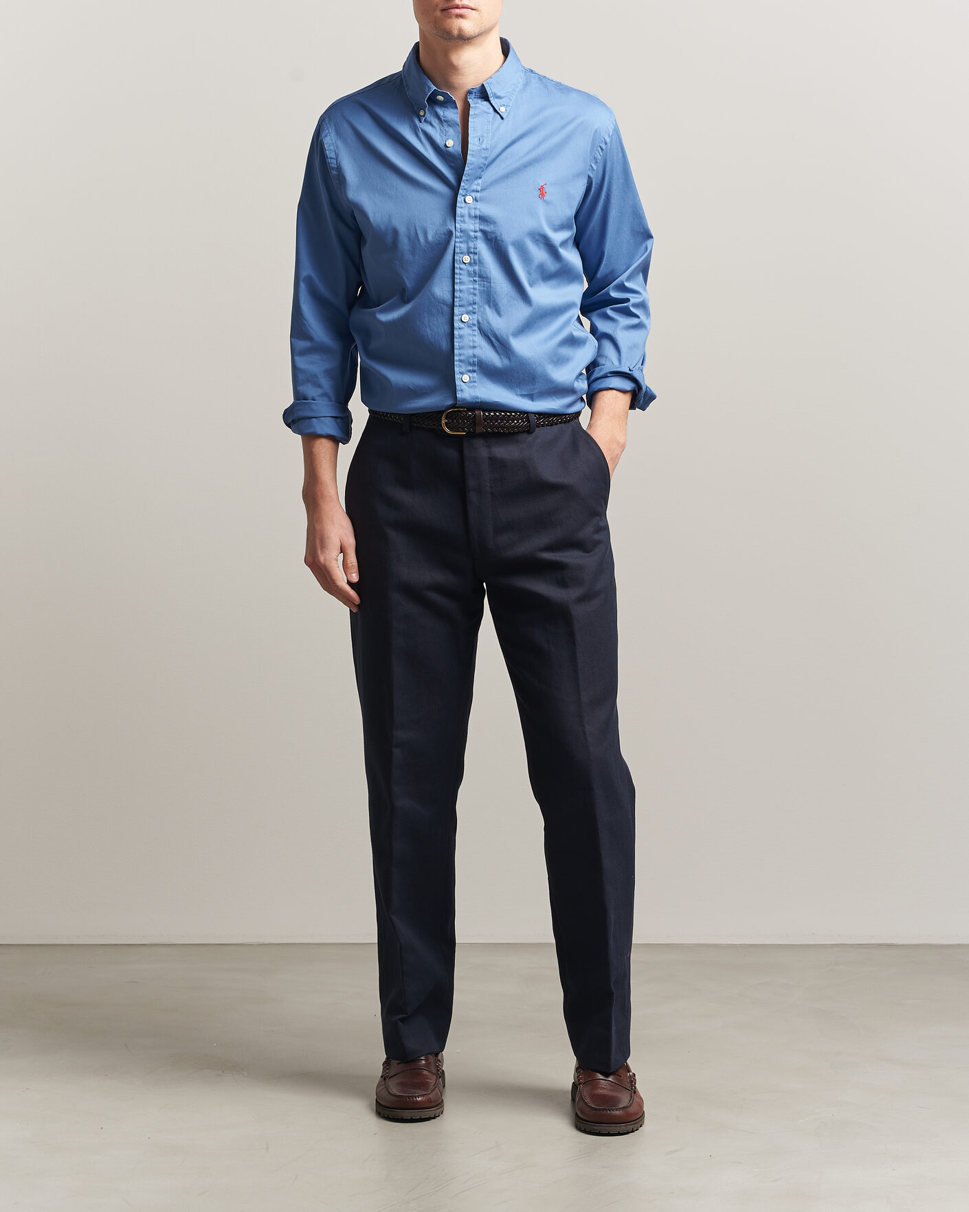Men | Shirts | Polo Ralph Lauren | Custom Fit Garment Twill Shirt Nimes Blue
