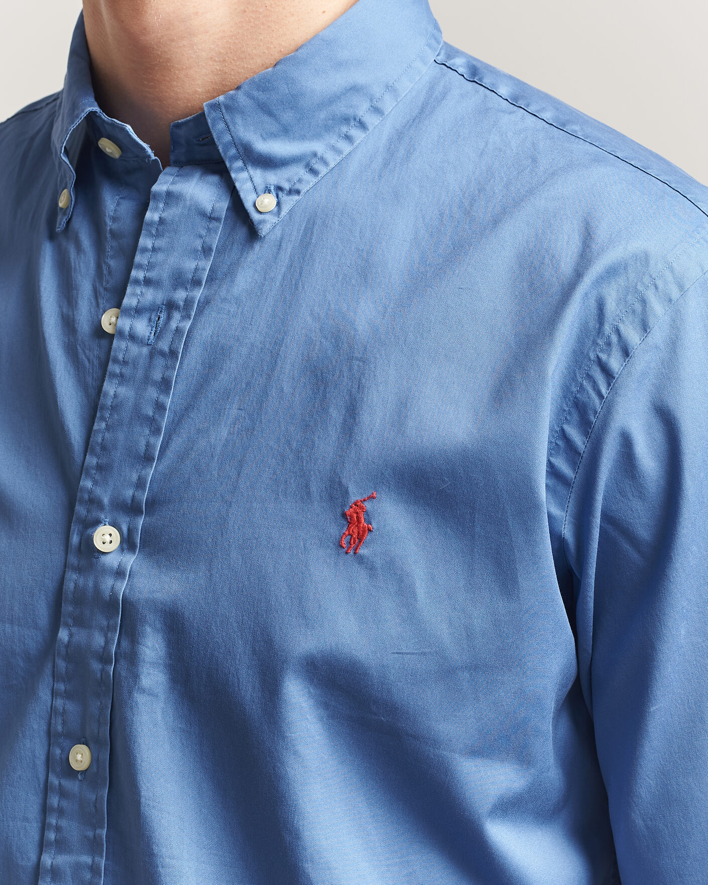 Men | Shirts | Polo Ralph Lauren | Custom Fit Garment Twill Shirt Nimes Blue