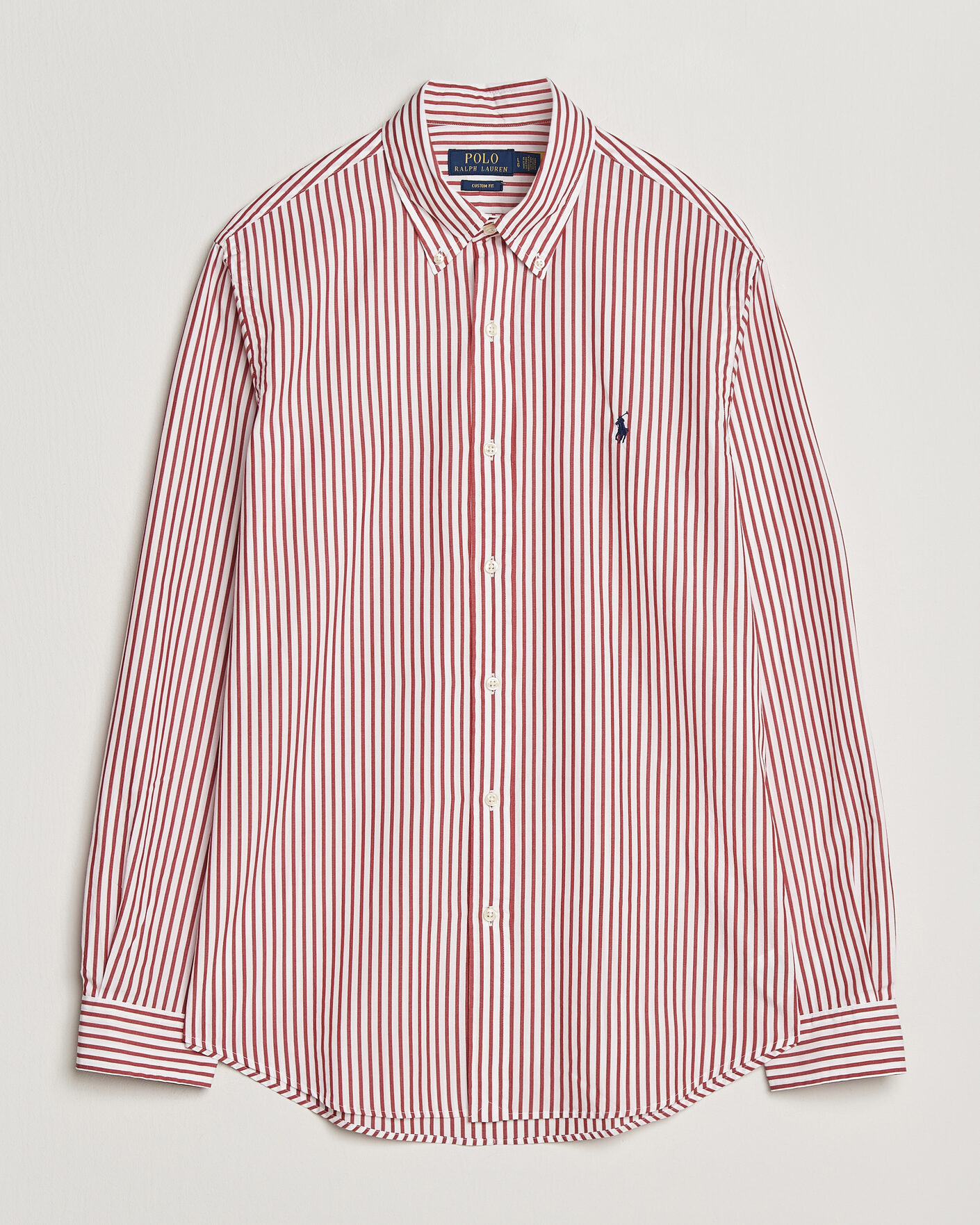 Men | Shirts | Polo Ralph Lauren | Custom Fit Poplin Striped Shirt Bristol Red