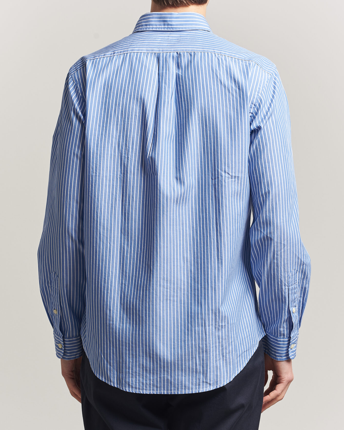 Men | Shirts | Polo Ralph Lauren | Custom Fit Poplin Striped Shirt Medium Blue