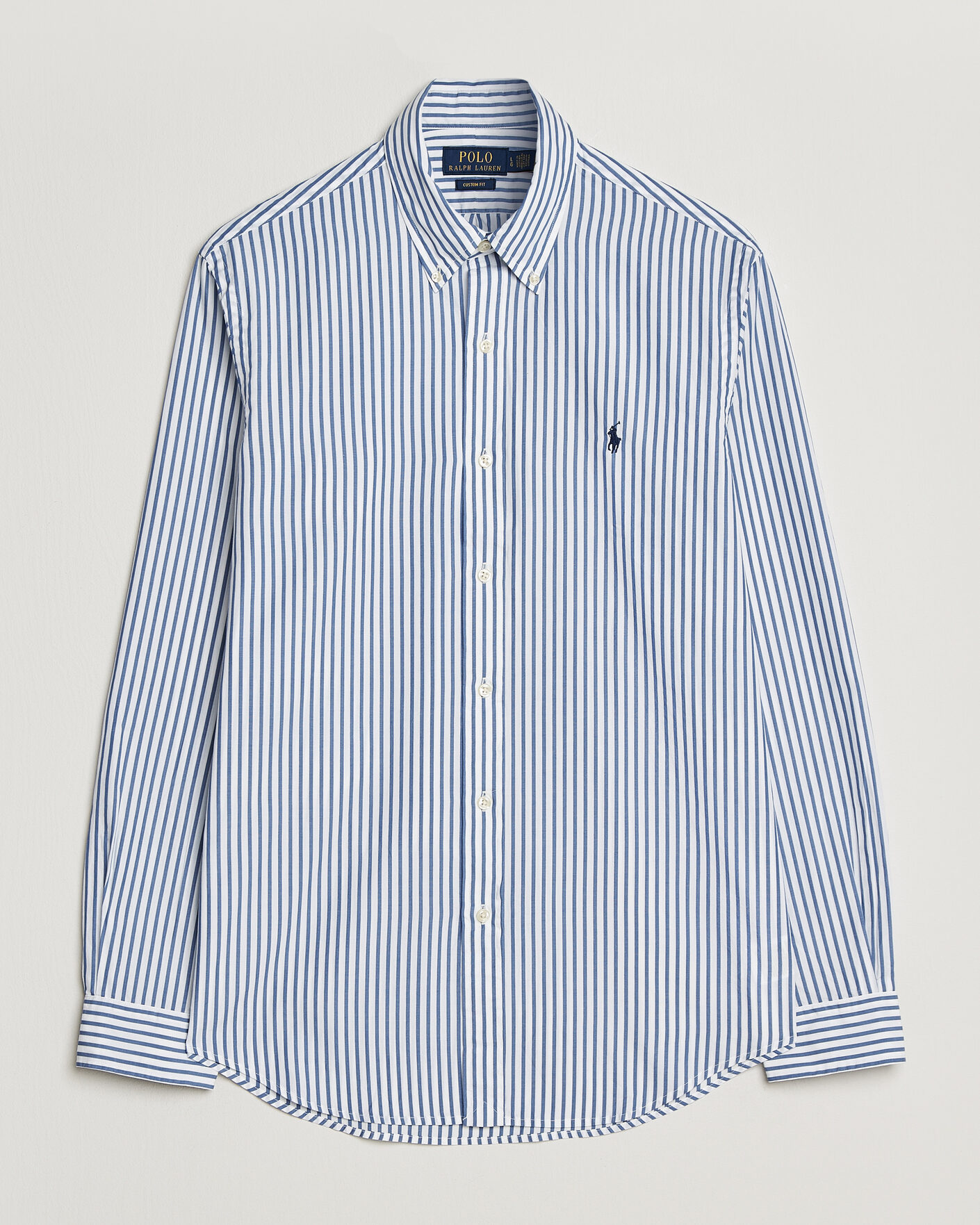 Men | Shirts | Polo Ralph Lauren | Custom Fit Poplin Striped Shirt Blue