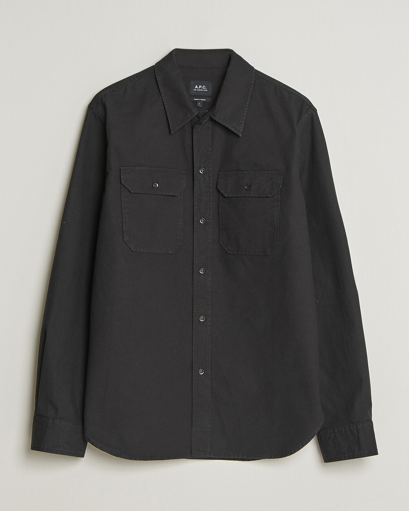 Men | Shirts | A.P.C. | Safari Cotton/Linen Overshirt Faded Black