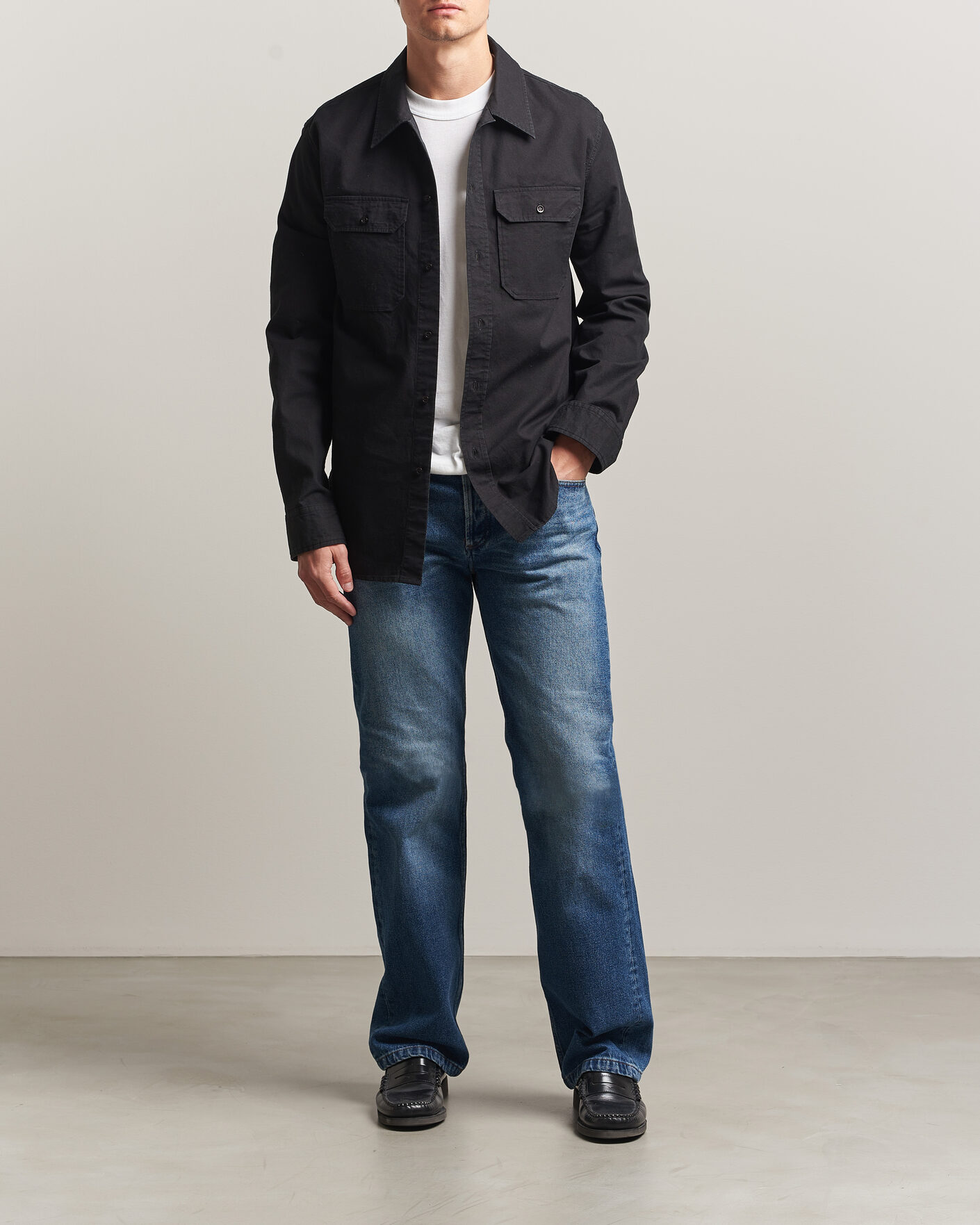 Men | Shirts | A.P.C. | Safari Cotton/Linen Overshirt Faded Black