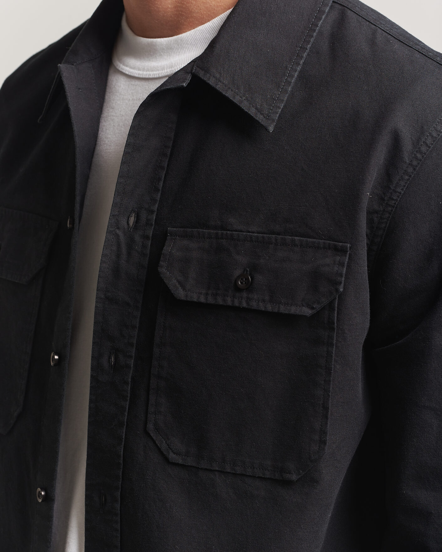 Men | Shirts | A.P.C. | Safari Cotton/Linen Overshirt Faded Black