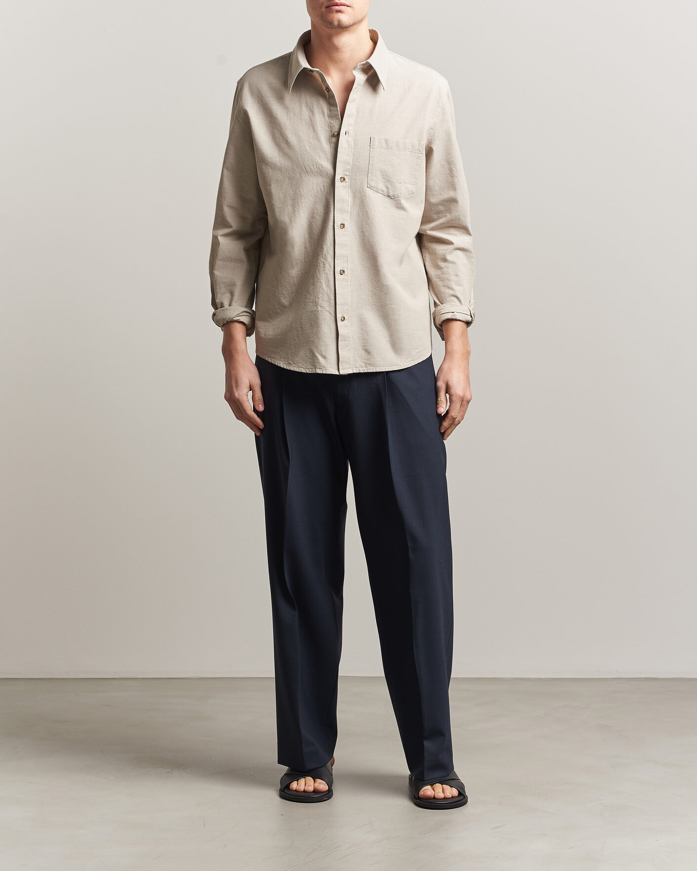 A.P.C. Harris Cotton/Linen Shirt Sage Green at CareOfCarl.com