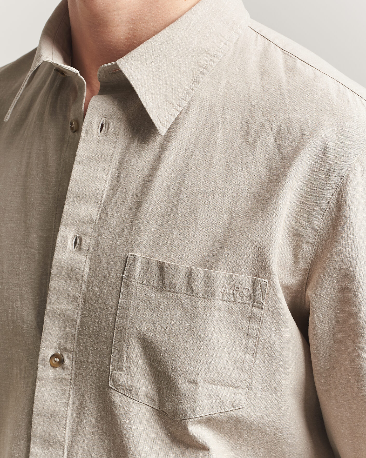 Men | Shirts | A.P.C. | Harris Cotton/Linen Shirt Sage Green