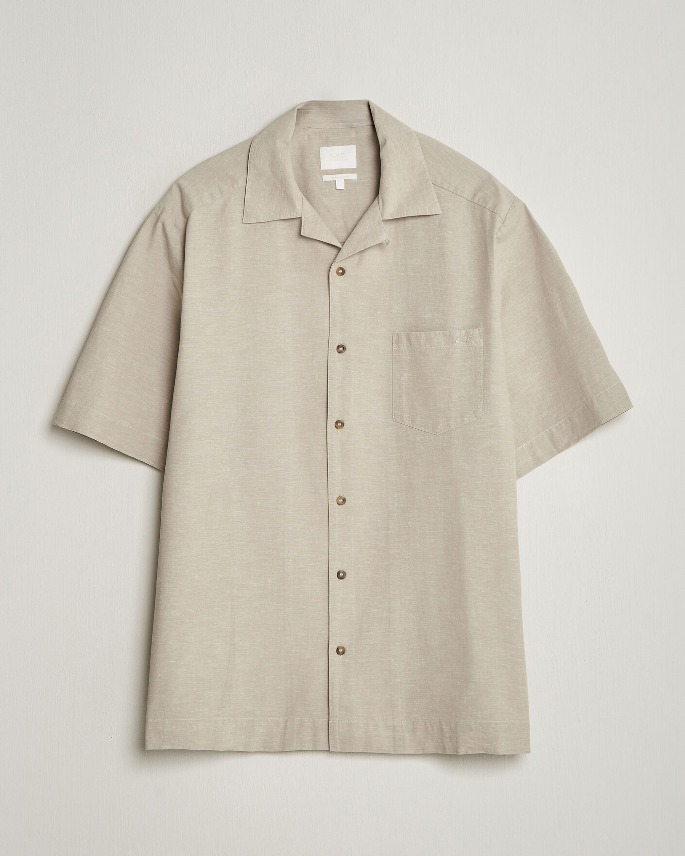 Men | Shirts | A.P.C. | Jude Cotton/Linen Short Sleeve Shirt Sage Green