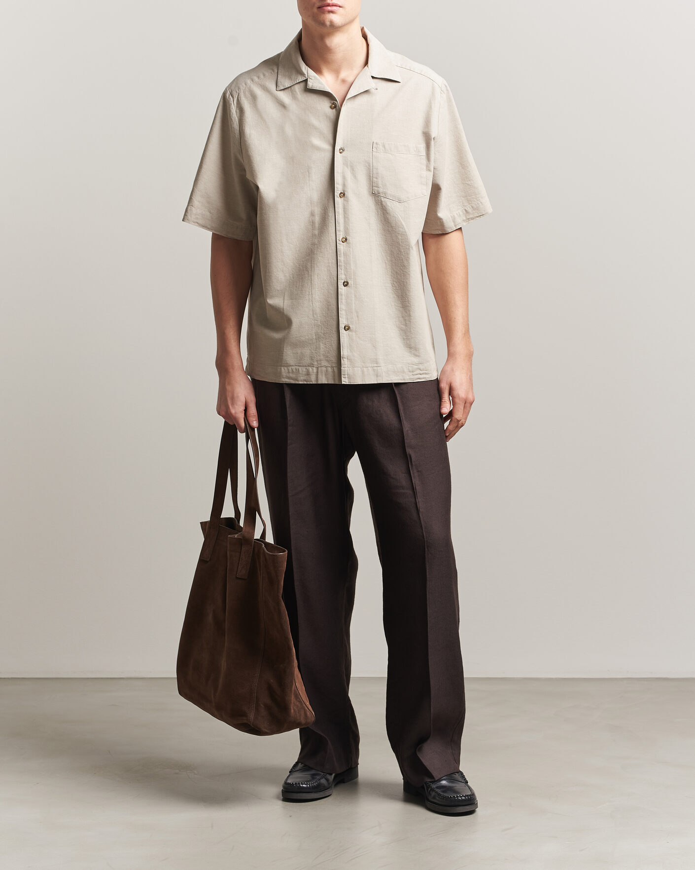 Men | Shirts | A.P.C. | Jude Cotton/Linen Short Sleeve Shirt Sage Green