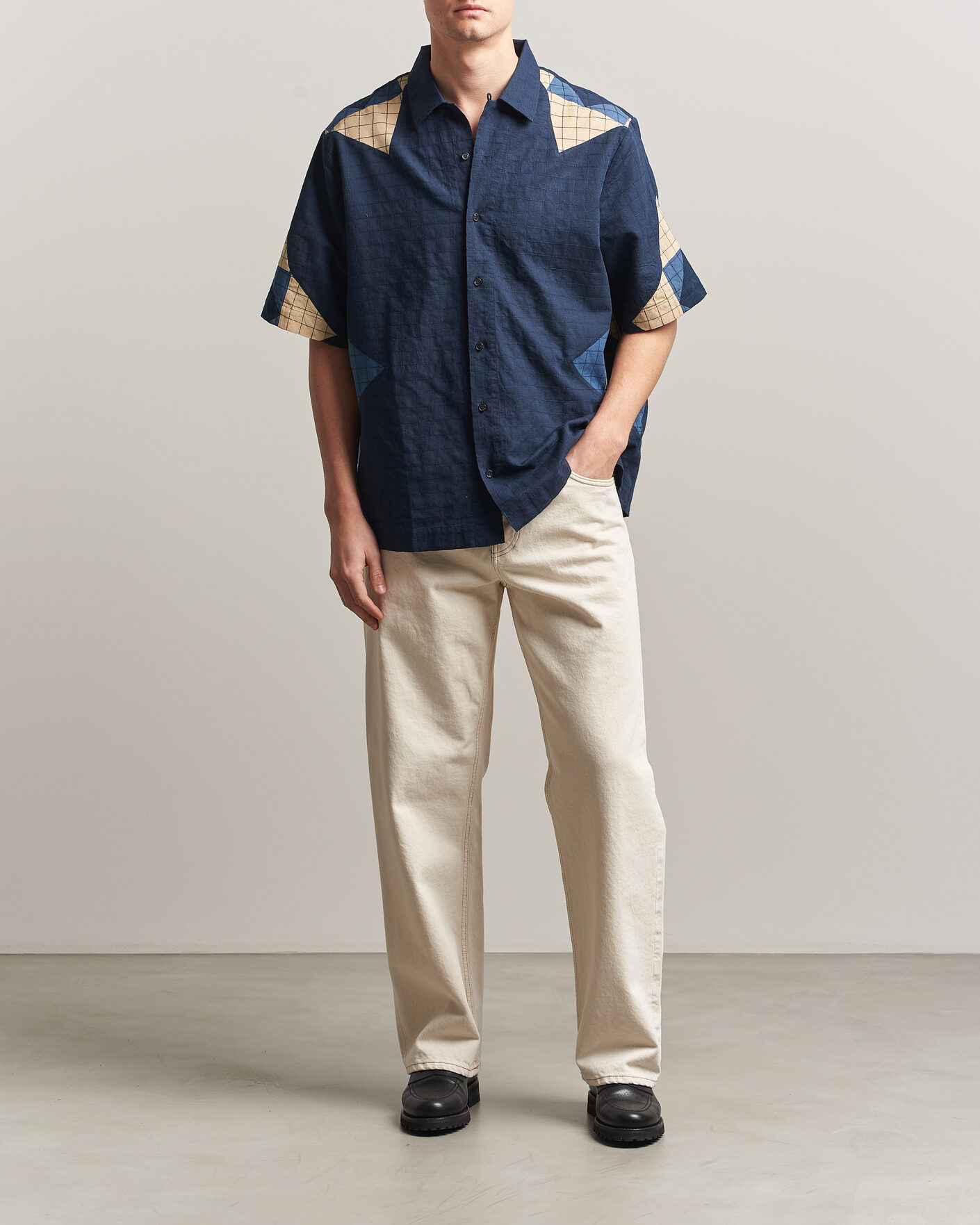 Men | Shirts | A.P.C. | Patchwork Short Sleeve Indigo