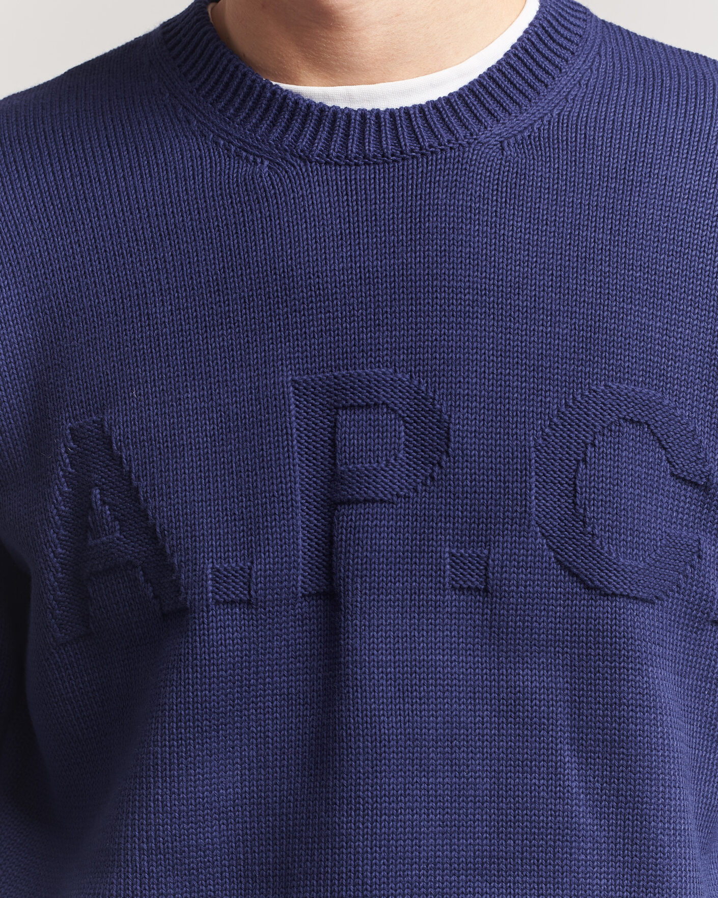 Men | Sweaters & Knitwear | A.P.C. | Leo Cotton Knitted Sweater Dark Blue