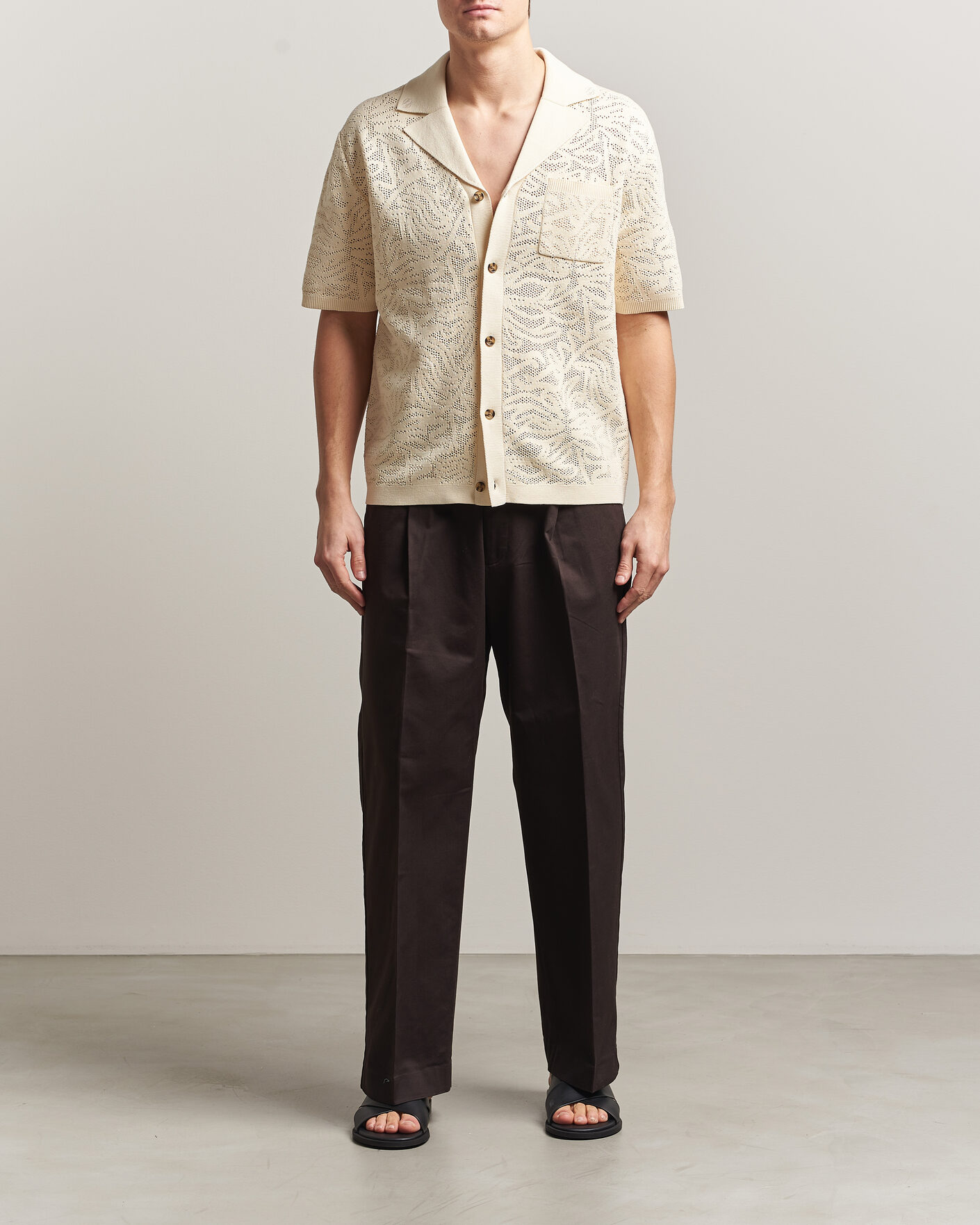 Men | Shirts | Drôle de Monsieur | Knitted Resort Shirt Off White