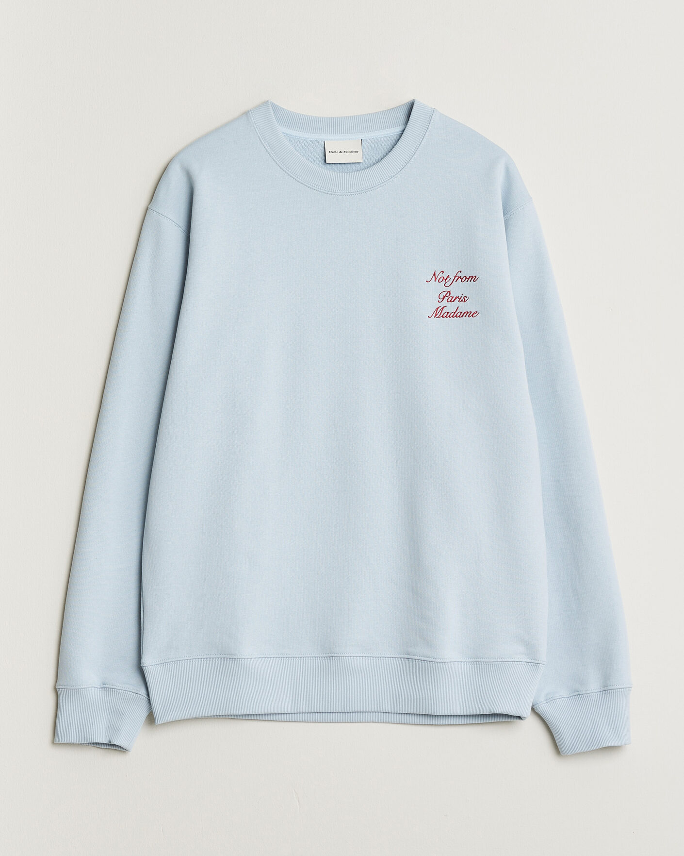 Men | Sweaters & Knitwear | Drôle de Monsieur | Slogan Cursive Sweatshirt Light Blue