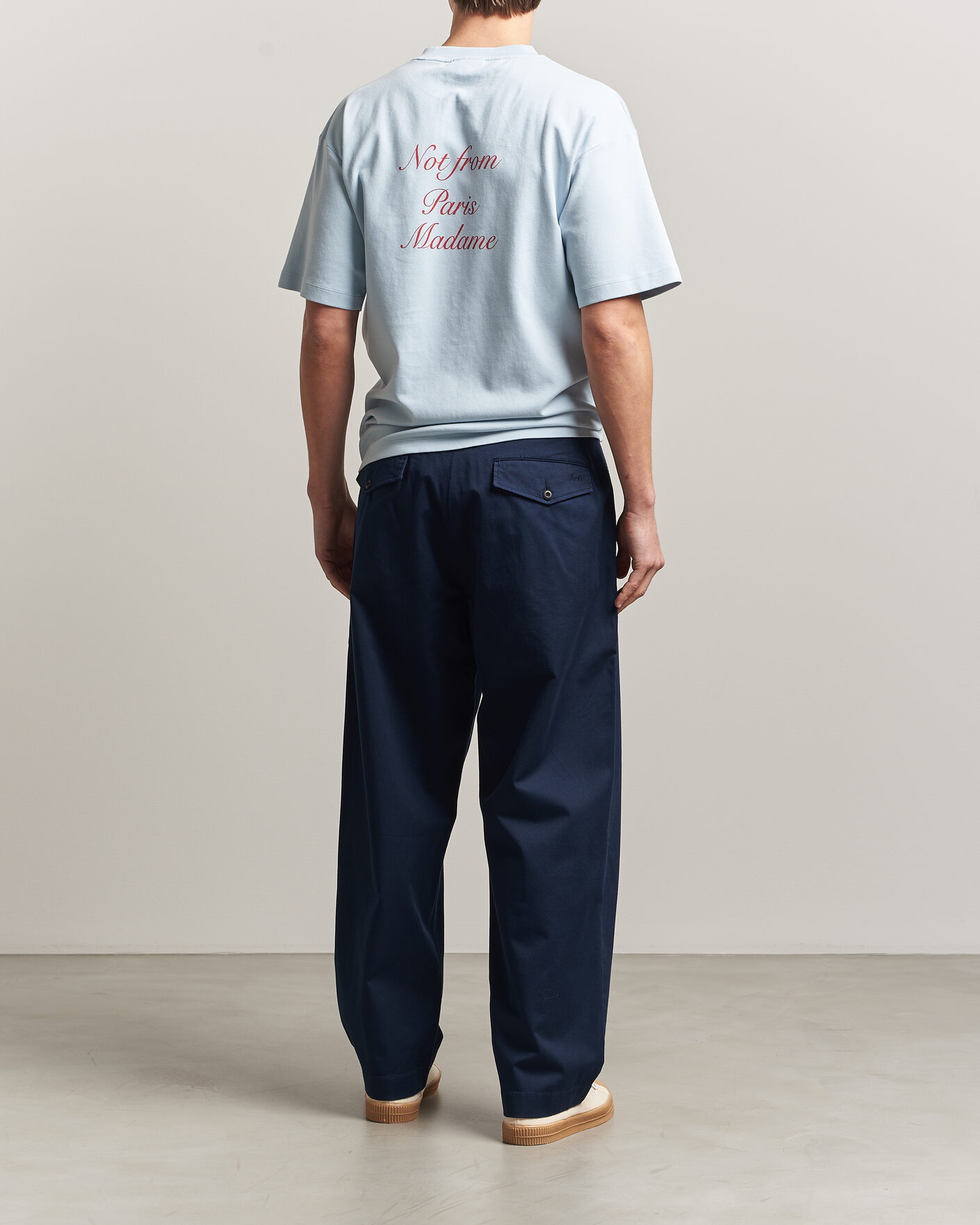 Men | T-Shirts | Drôle de Monsieur | Slogan Cursive T-Shirt Light Blue