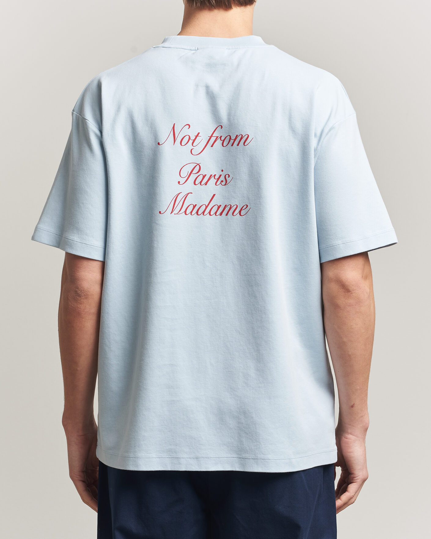Men | T-Shirts | Drôle de Monsieur | Slogan Cursive T-Shirt Light Blue