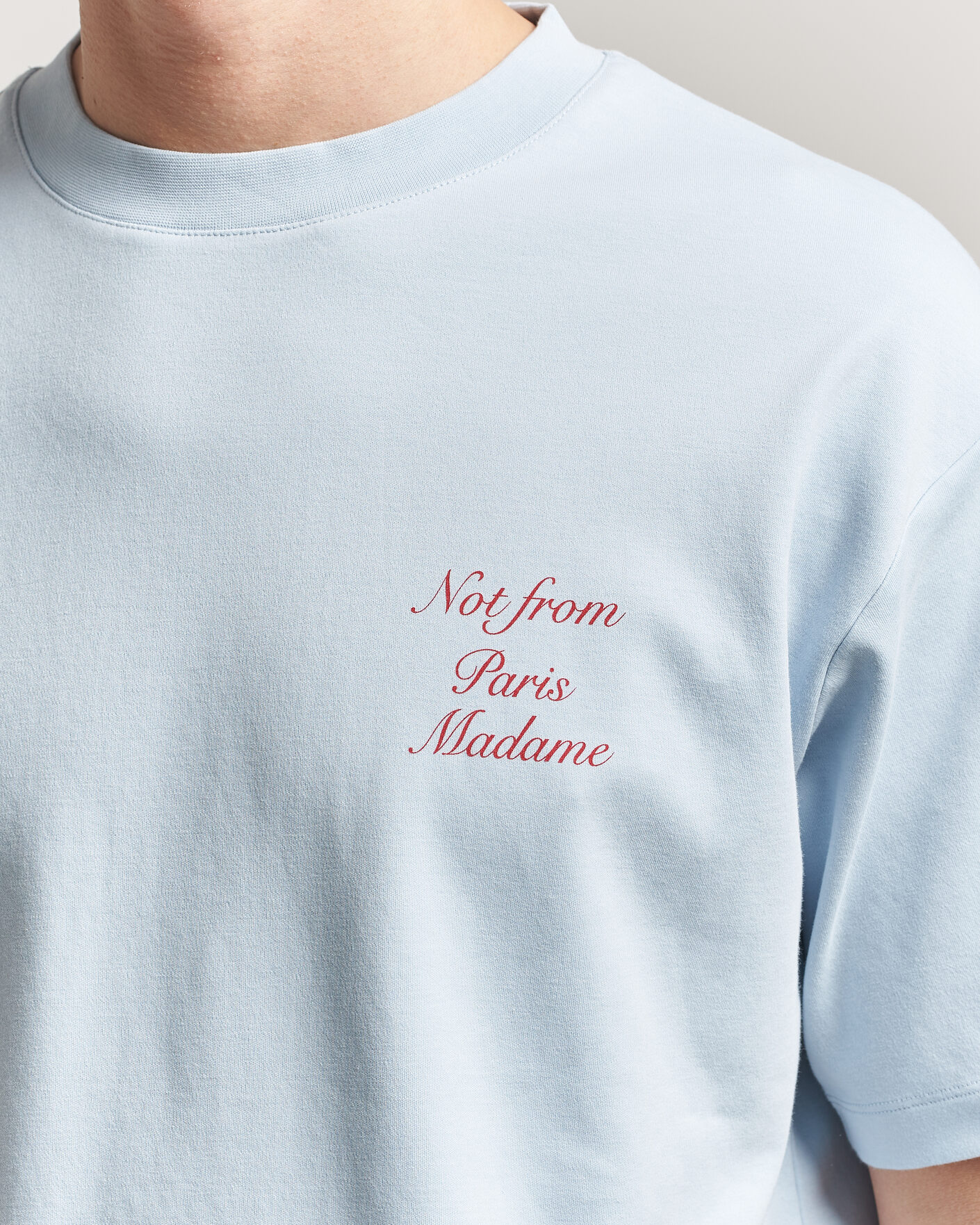 Men | T-Shirts | Drôle de Monsieur | Slogan Cursive T-Shirt Light Blue