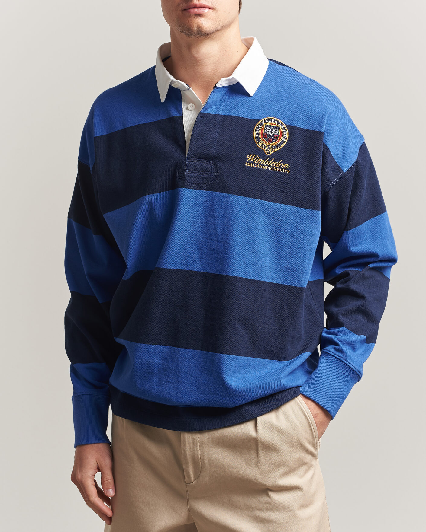 Polo Ralph Lauren Striped Rugby Pullover Collegiate Blue at