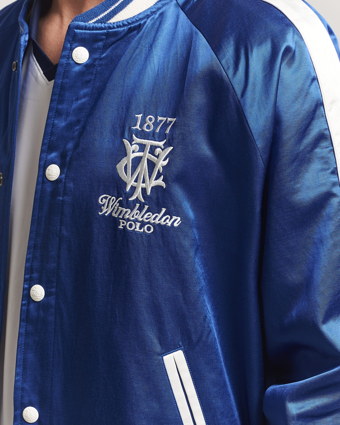 Men | Coats & Jackets | Polo Ralph Lauren | Championship Bomber Jacket Graphic Royal/White