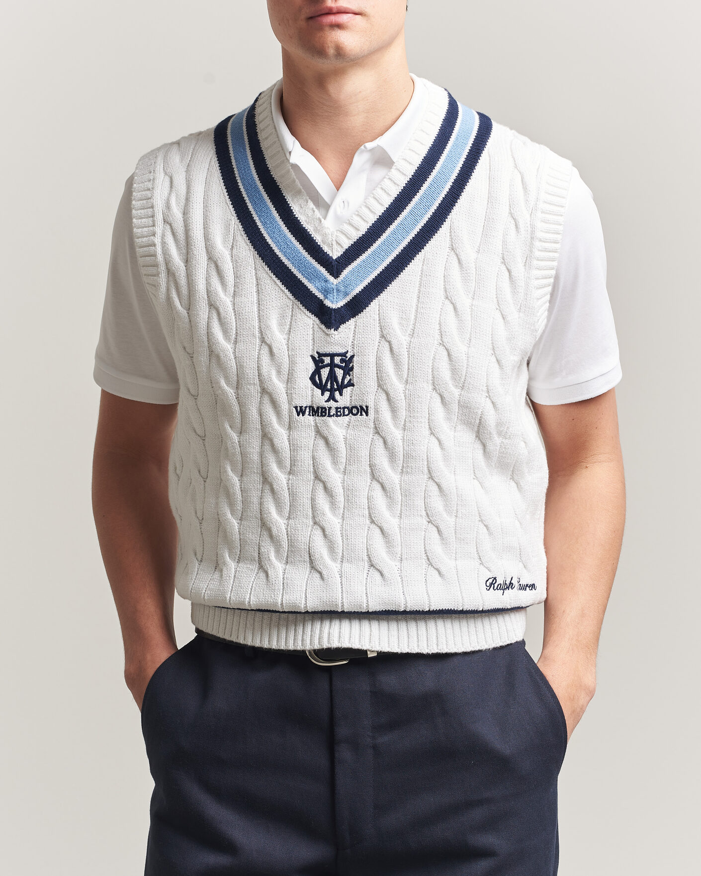 Men | Sweaters & Knitwear | Polo Ralph Lauren | Cotton Cable Vest Cream Combo