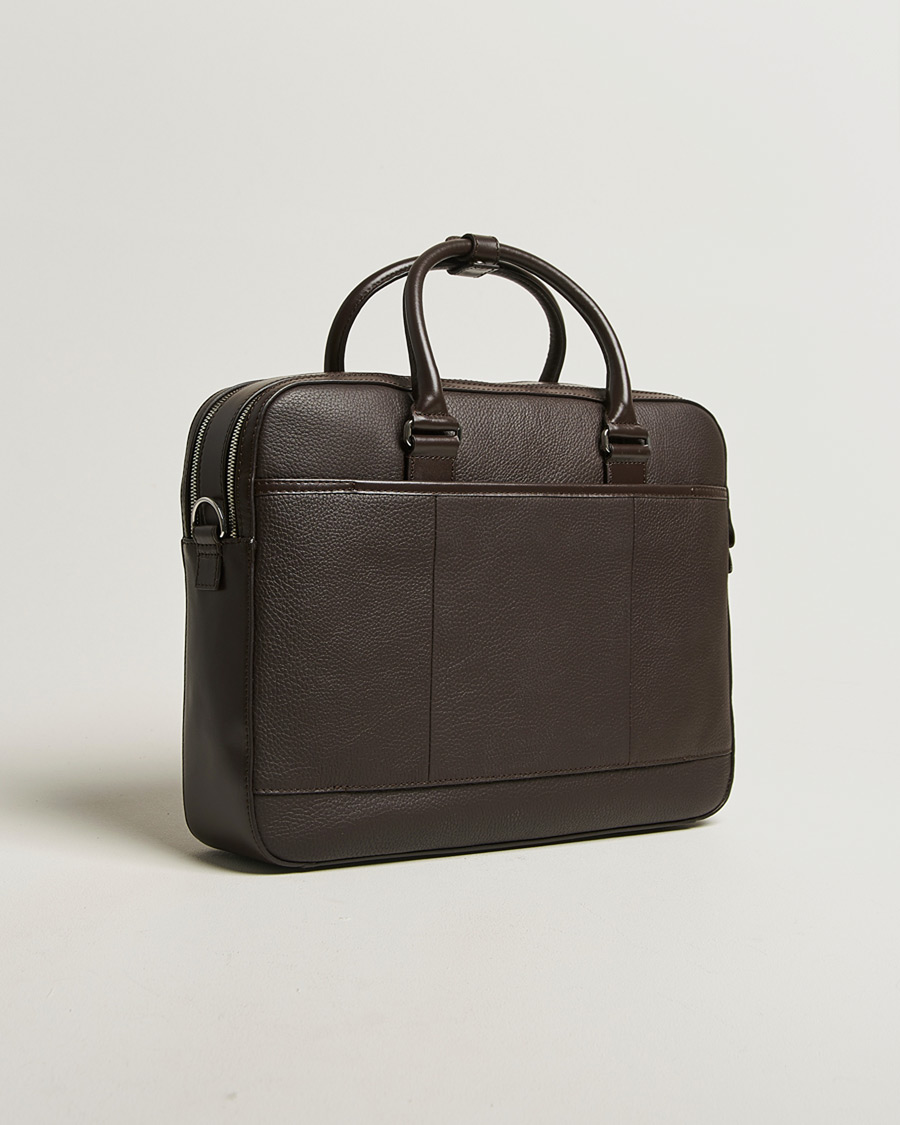 Men | Bags | Tiger of Sweden | Burin Grained Leather Briefcase Dark Brown
