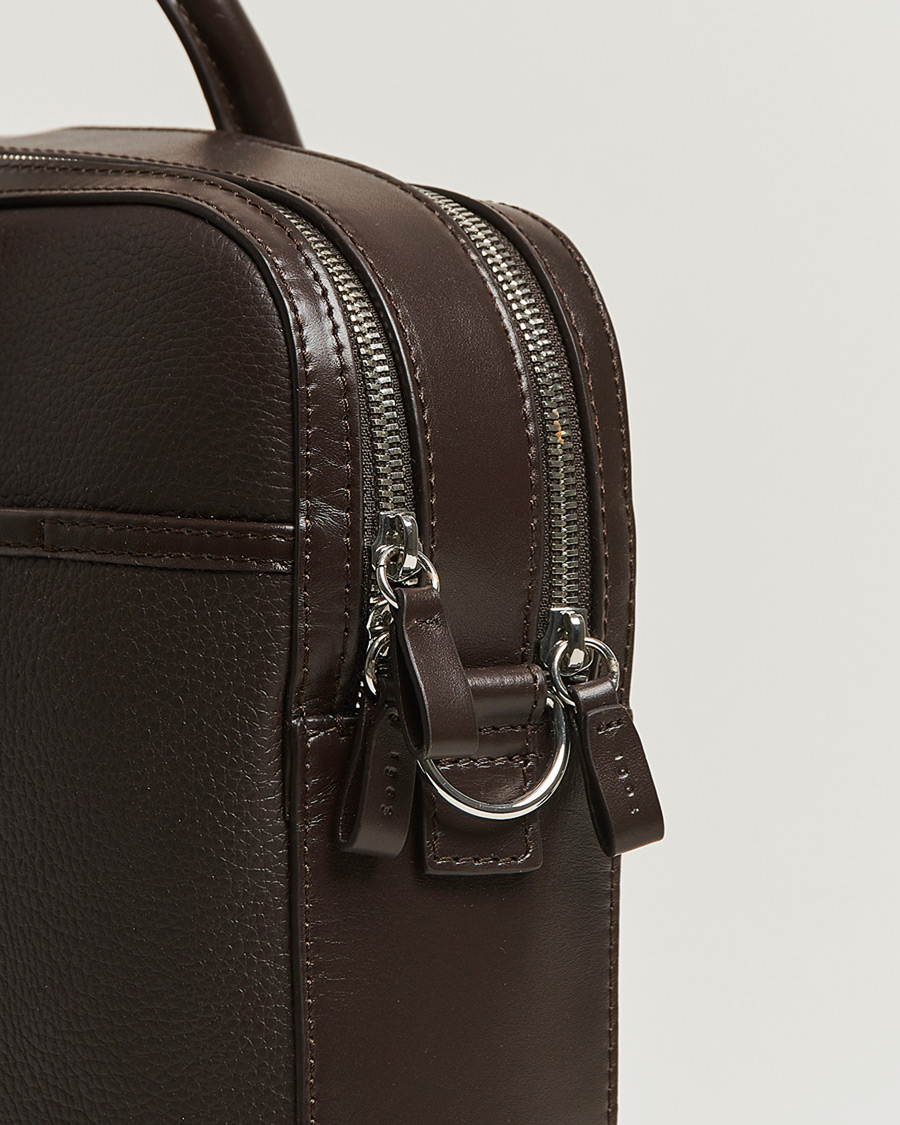 Men | Bags | Tiger of Sweden | Burin Grained Leather Briefcase Dark Brown