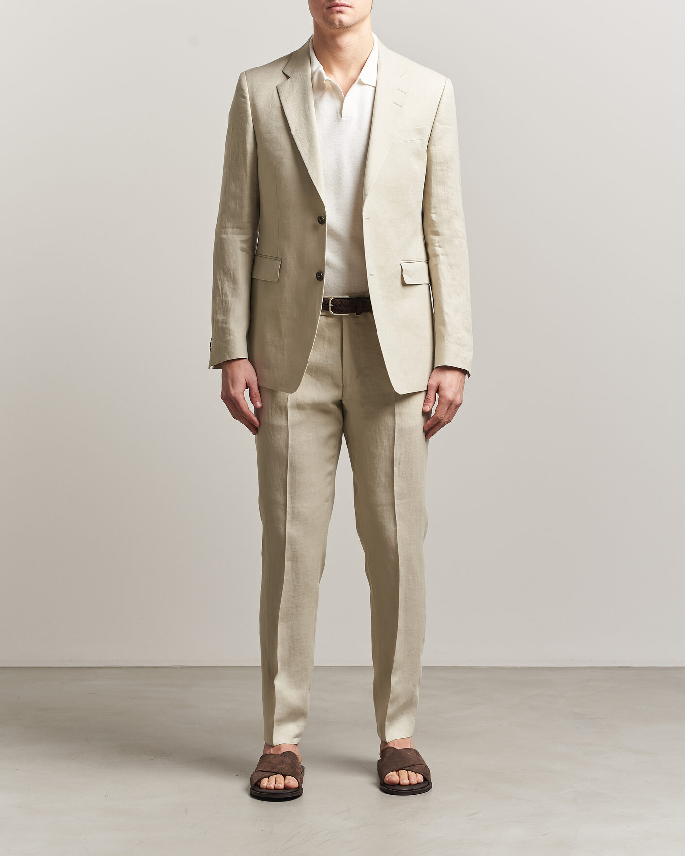 Men | Trousers | Tiger of Sweden | Tenuta Linen Suit Trousers Cream Sand