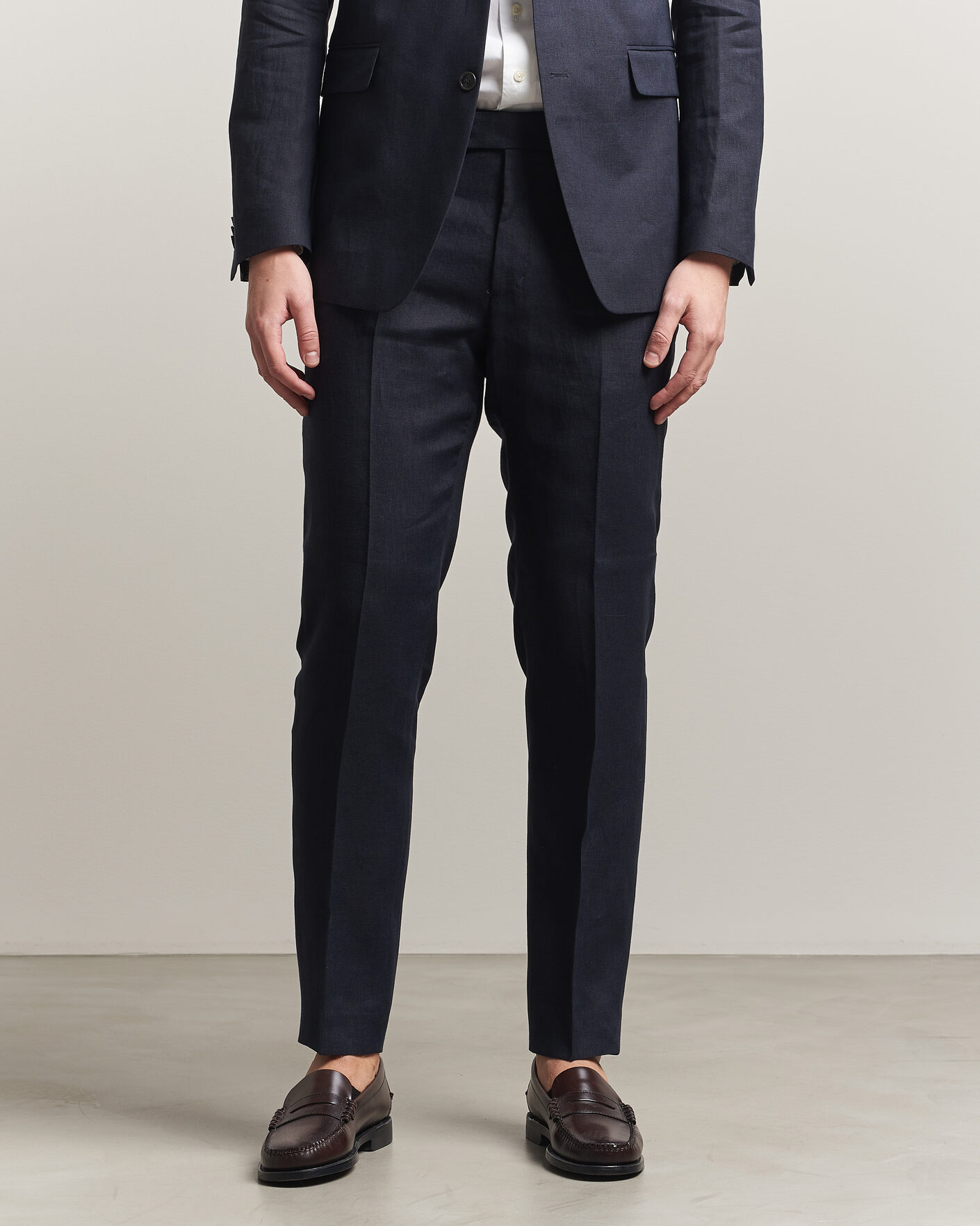 Men | Trousers | Tiger of Sweden | Tenuta Linen Suit Trousers Midnight Blue