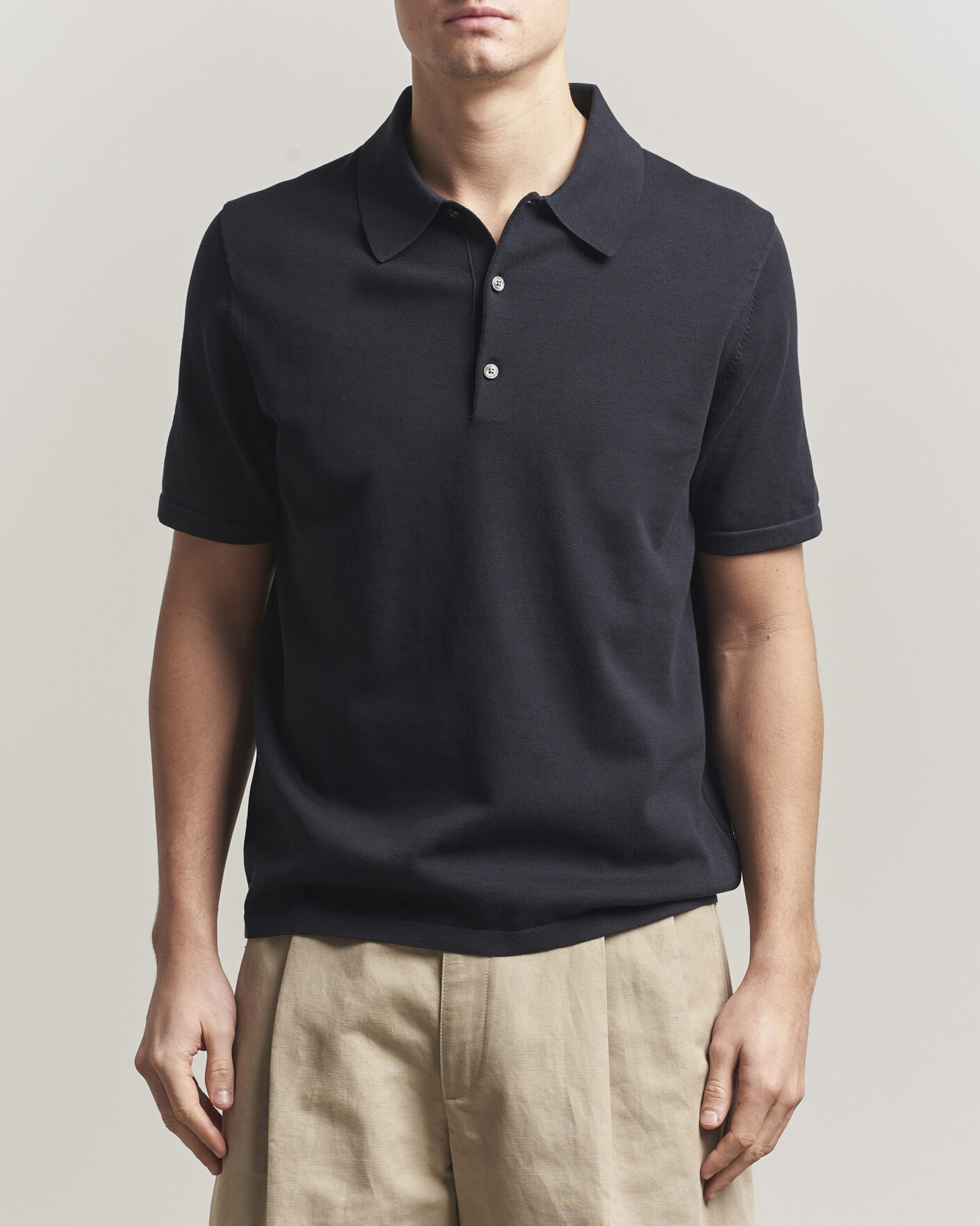 Men | Polo Shirts | Tiger of Sweden | Erros Cotton Knitted Polo Light Ink