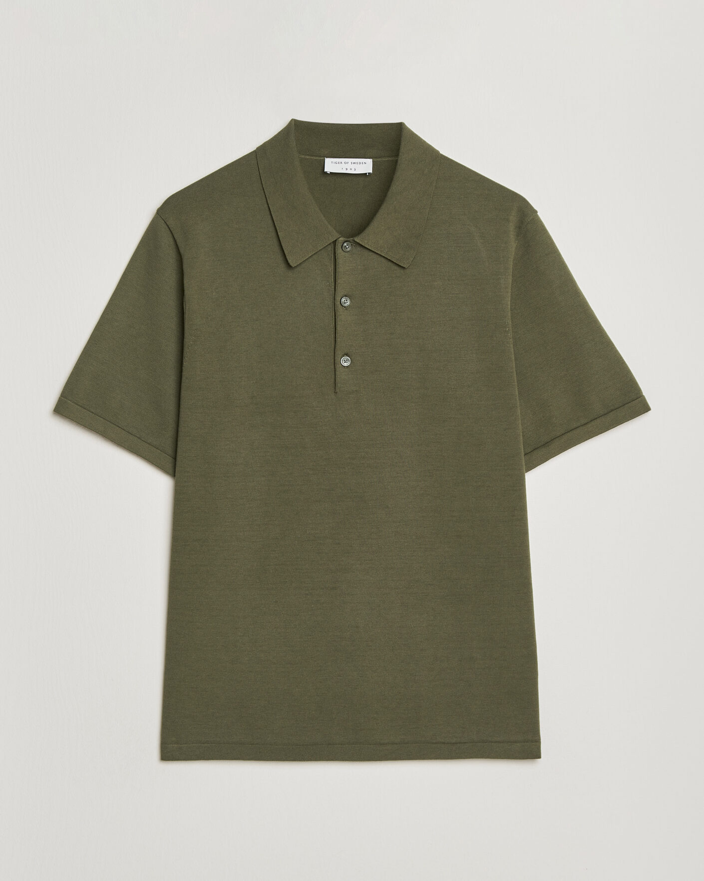 Men | Polo Shirts | Tiger of Sweden | Erros Cotton Knitted Polo Kalamata Green