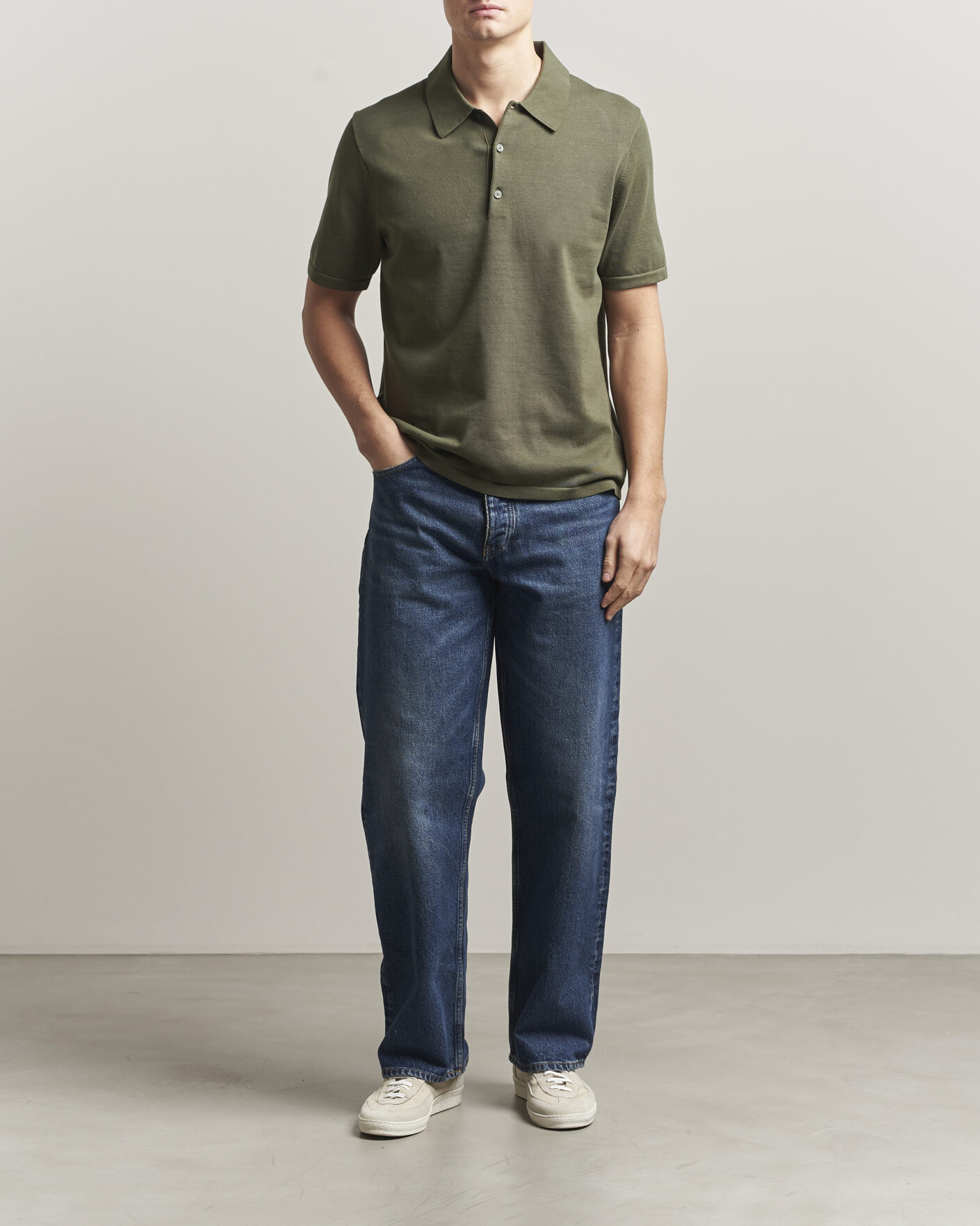 Men | Polo Shirts | Tiger of Sweden | Erros Cotton Knitted Polo Kalamata Green