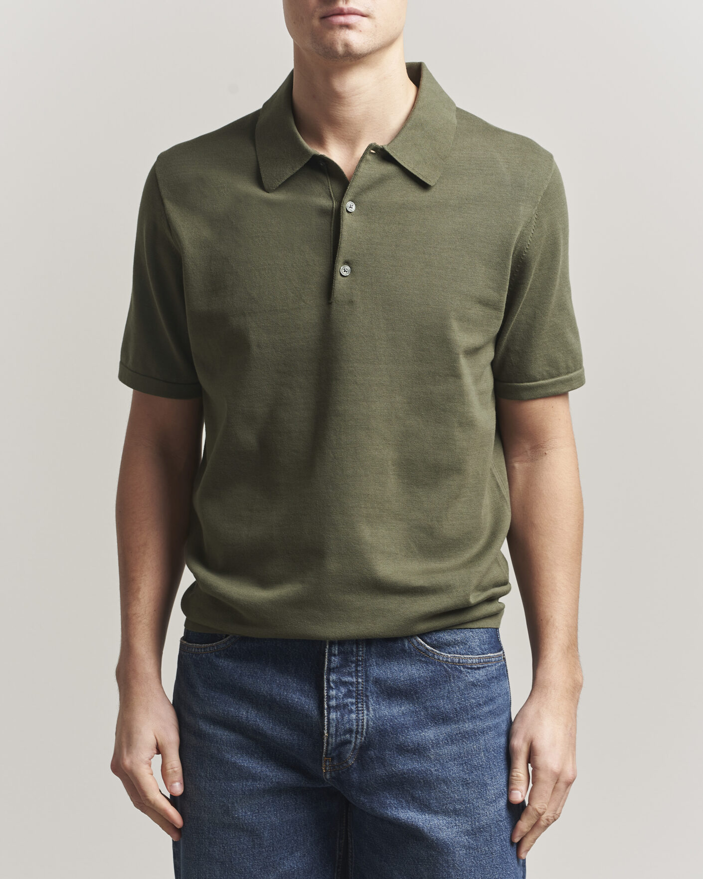 Men | Polo Shirts | Tiger of Sweden | Erros Cotton Knitted Polo Kalamata Green