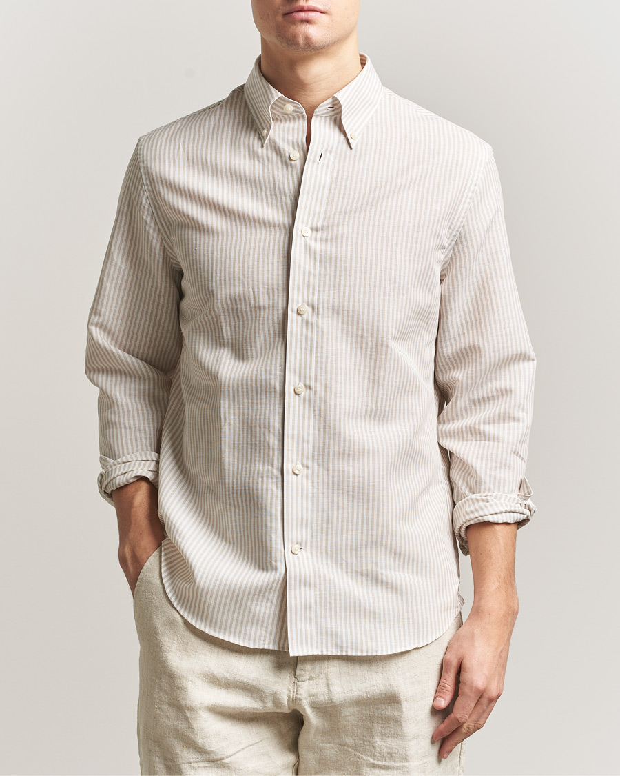Men | Shirts | Tiger of Sweden | Bjorn Cotton/Linen Striped Shirt Tehina