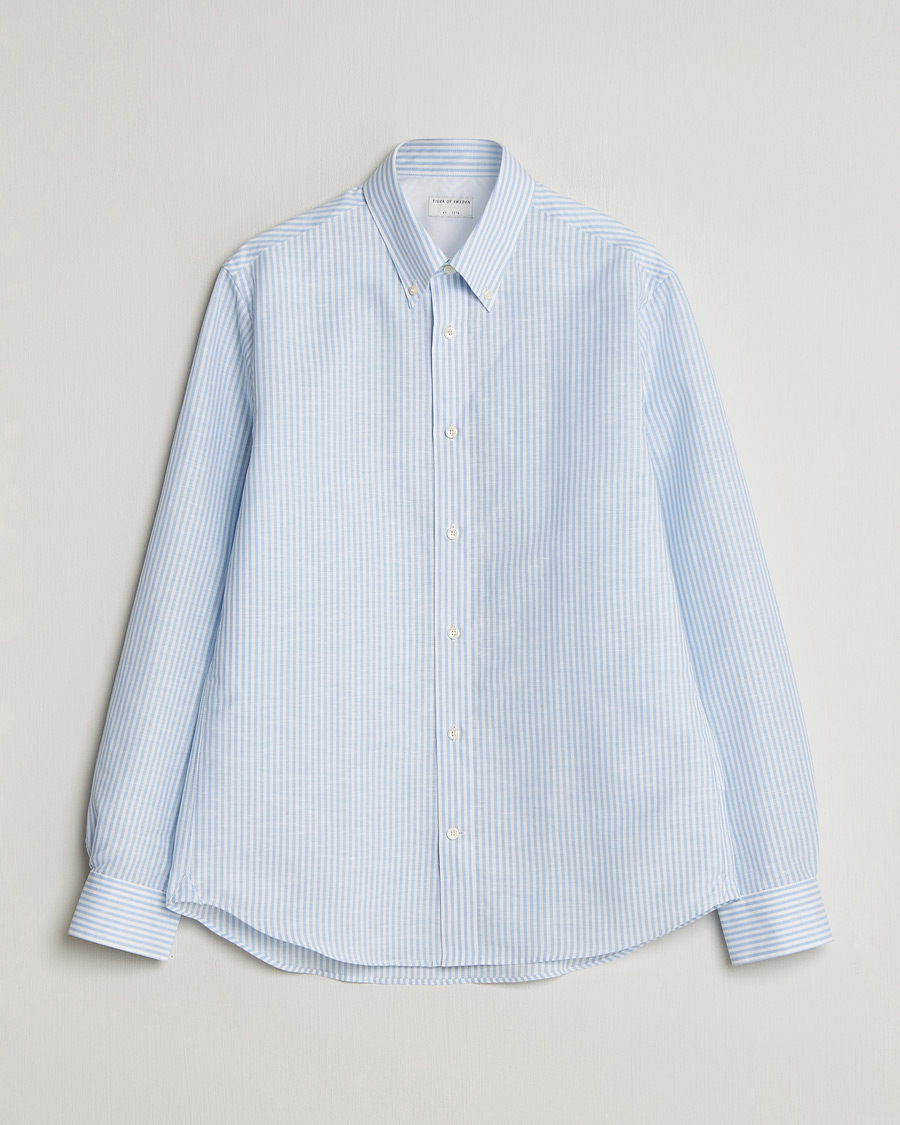 Men | Shirts | Tiger of Sweden | Bjorn Cotton/Linen Striped Shirt Heaven
