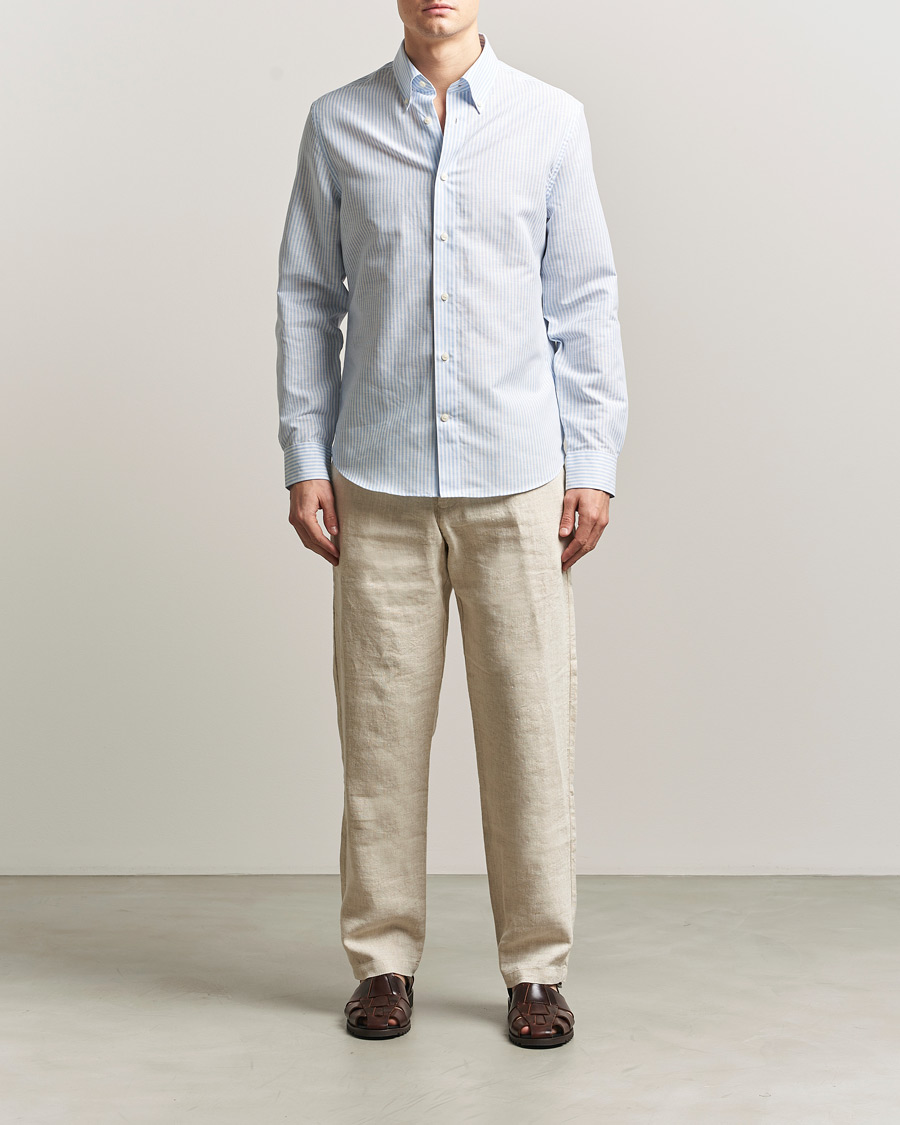 Men | Shirts | Tiger of Sweden | Bjorn Cotton/Linen Striped Shirt Heaven