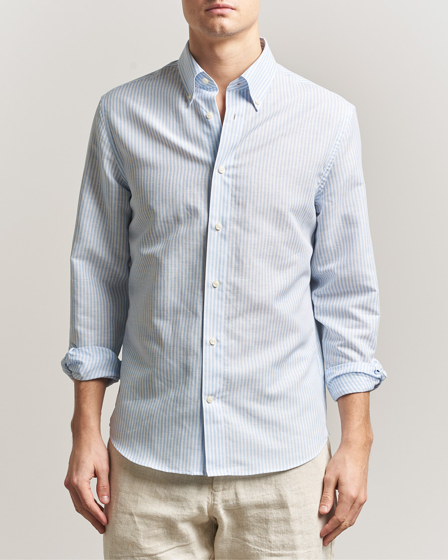 Men | Shirts | Tiger of Sweden | Bjorn Cotton/Linen Striped Shirt Heaven