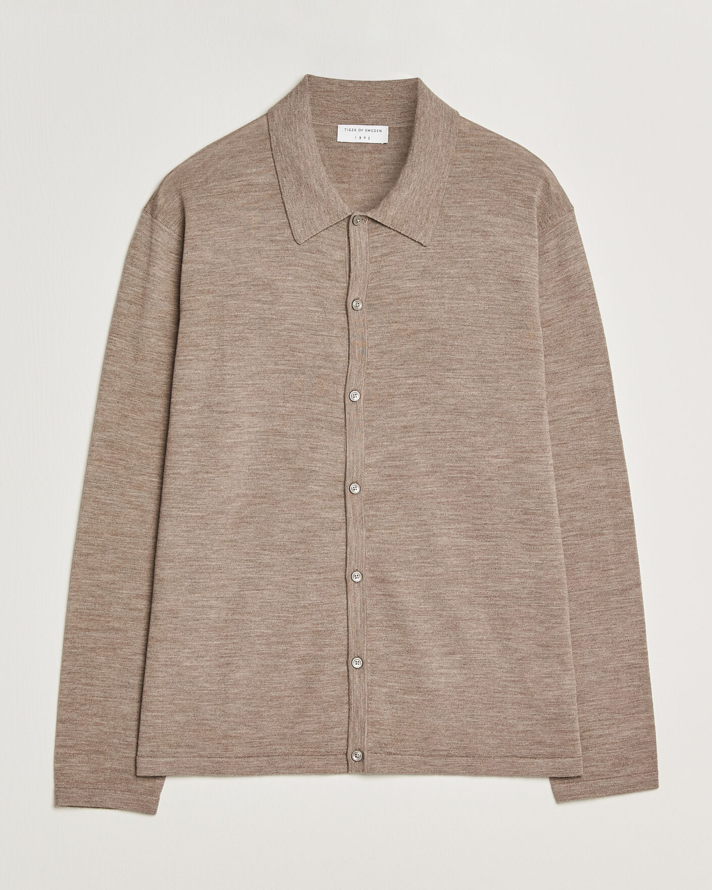 Men | Sweaters & Knitwear | Tiger of Sweden | Verklin Merino Knitted Cardigan Beige Melange