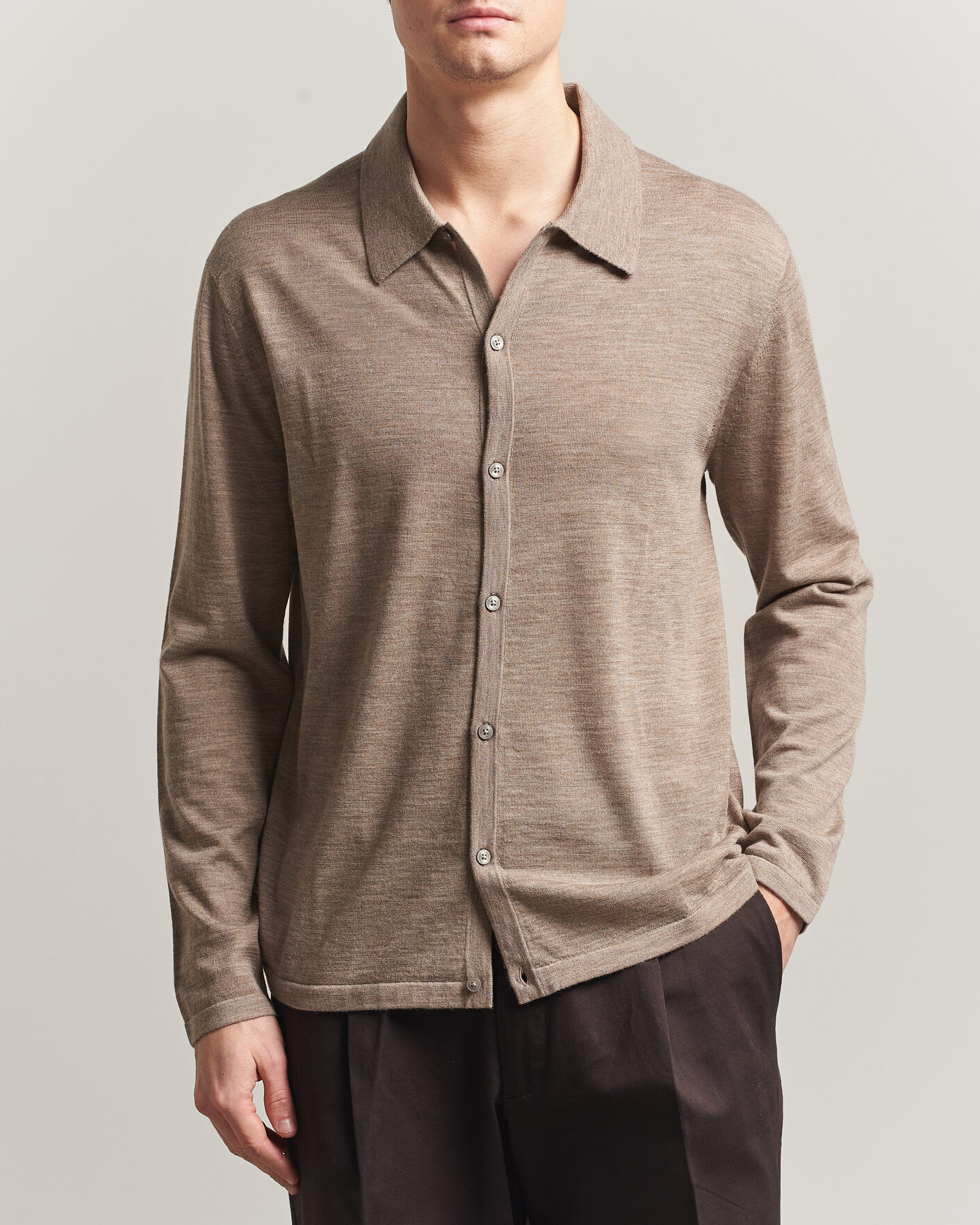 Men | Sweaters & Knitwear | Tiger of Sweden | Verklin Merino Knitted Cardigan Beige Melange