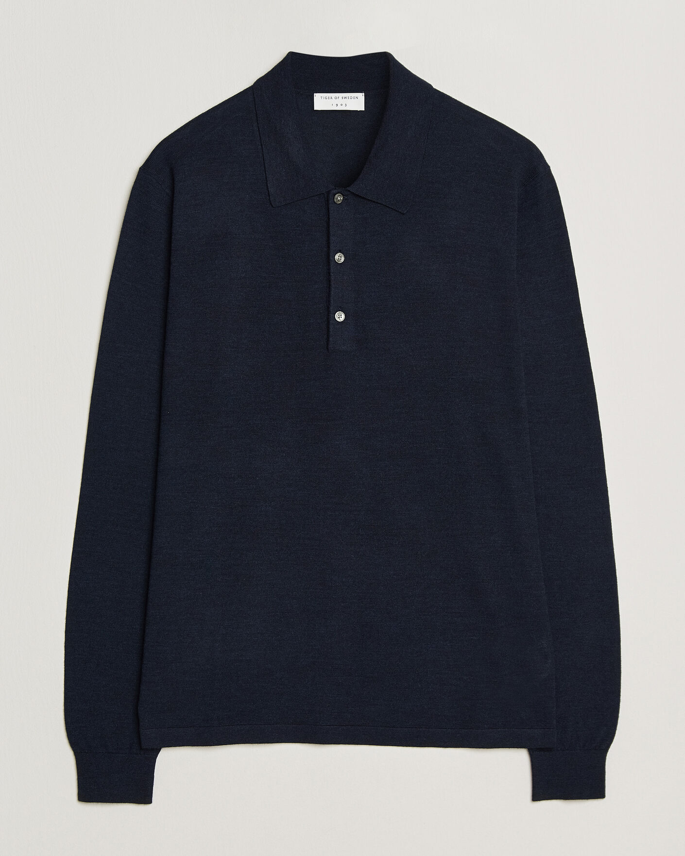 Men | Sweaters & Knitwear | Tiger of Sweden | Eross Merino Knitted Polo Light Ink