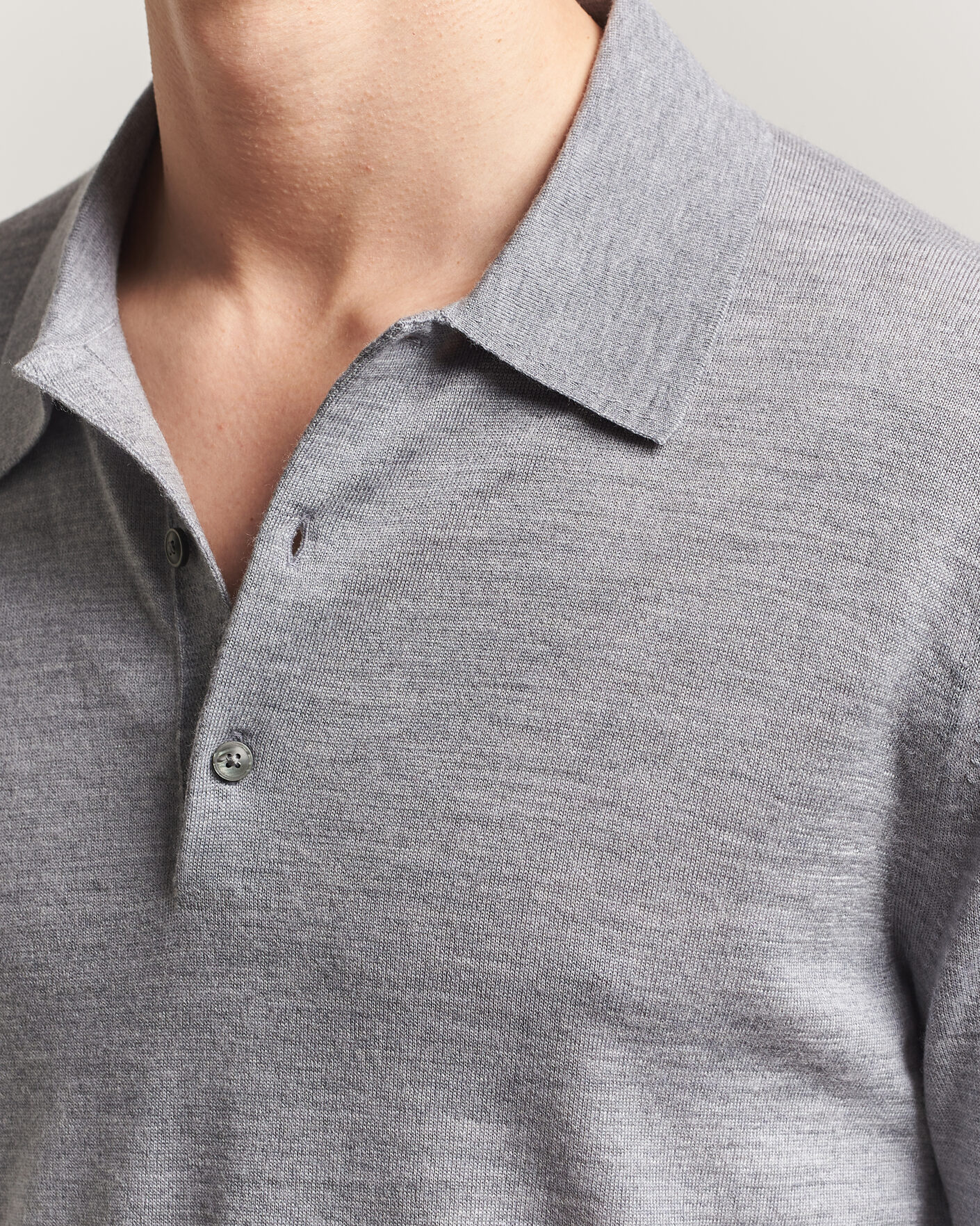 Men | Sweaters & Knitwear | Tiger of Sweden | Eross Merino Knitted Polo Grey Melange