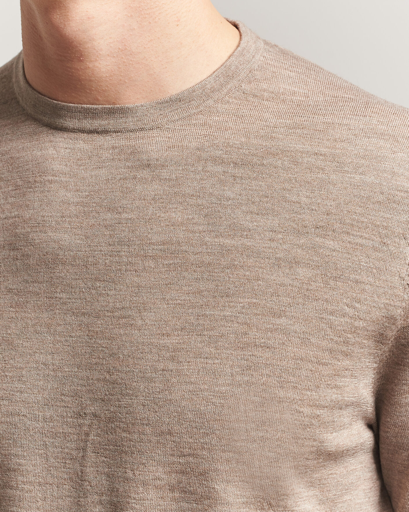 Men | T-Shirts | Tiger of Sweden | Connor Merino Knitted T-Shirt Beige Melange