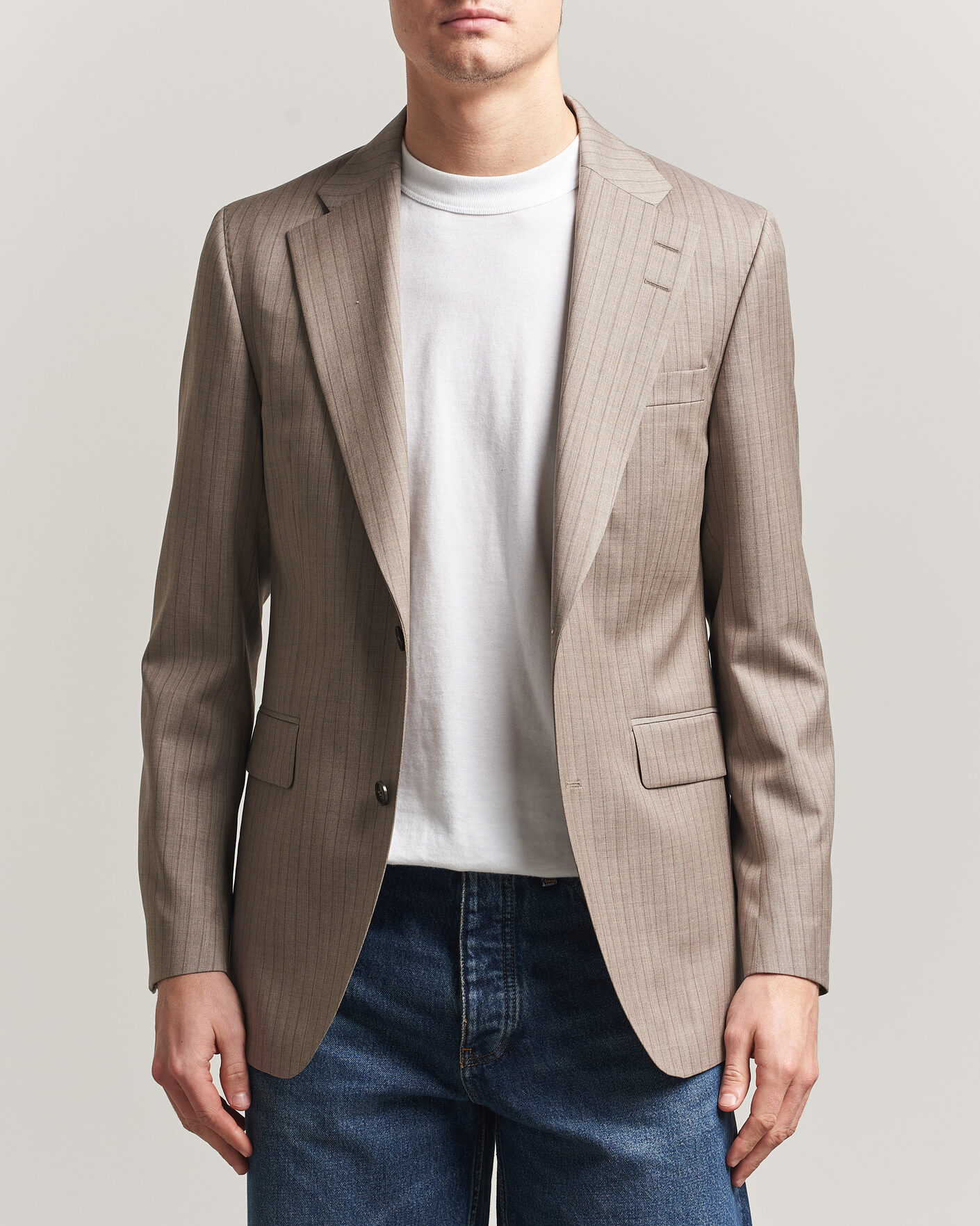 Men | Blazers | Tiger of Sweden | Ease Wool Pinstriped Blazer Clay