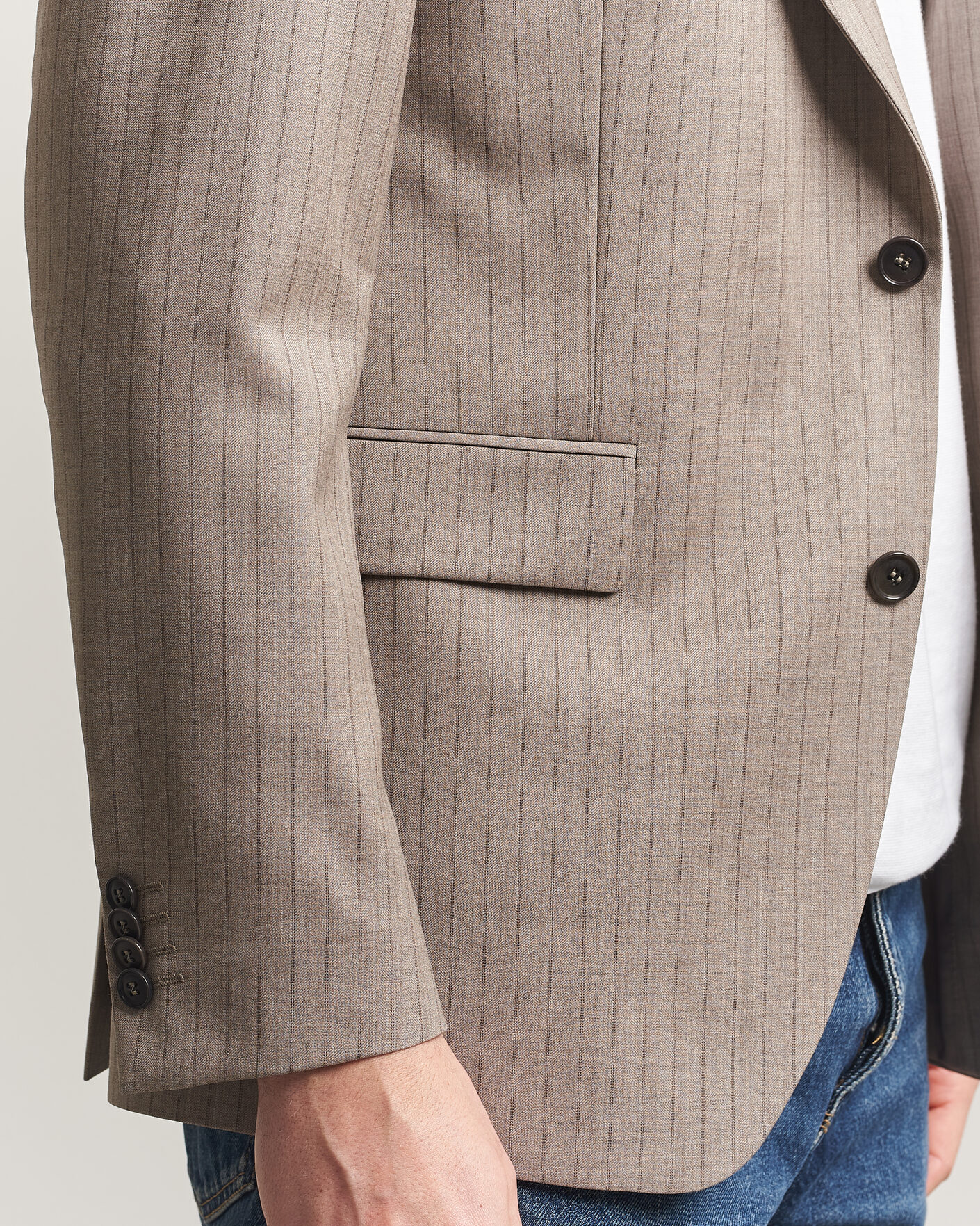 Men | Blazers | Tiger of Sweden | Ease Wool Pinstriped Blazer Clay