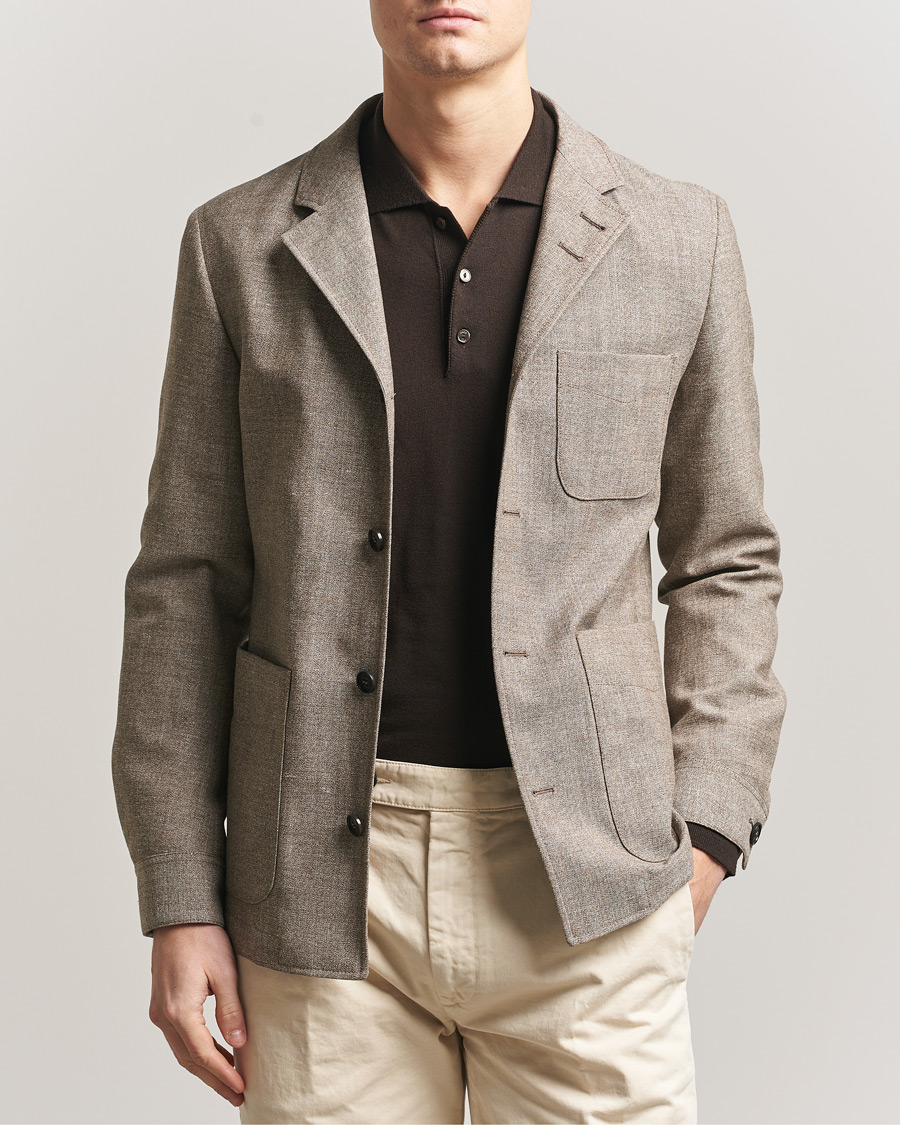 Men | Blazers | Tiger of Sweden | Harrison Wool/Linen Blazer Sawgrass Brown